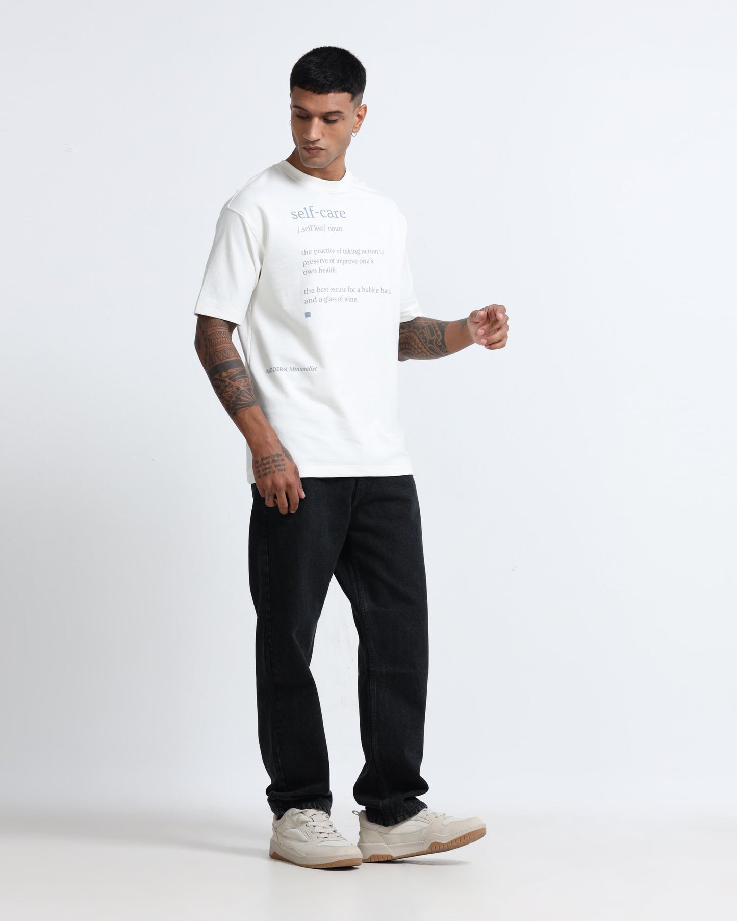 SELF CARE OFF WHITE TEE - Oversized fit