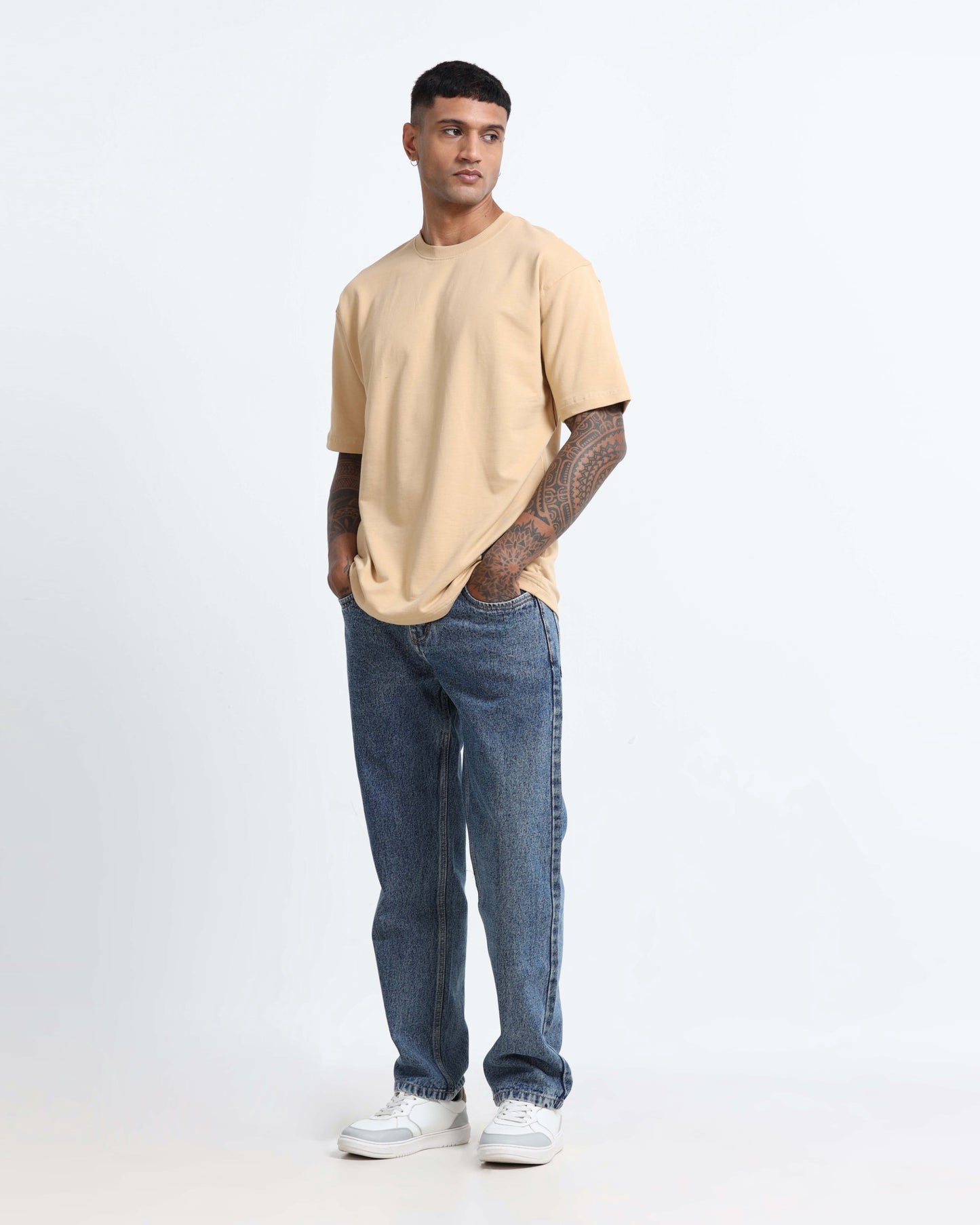 THE GROOVE Beige Basic Tee - Oversized Fit