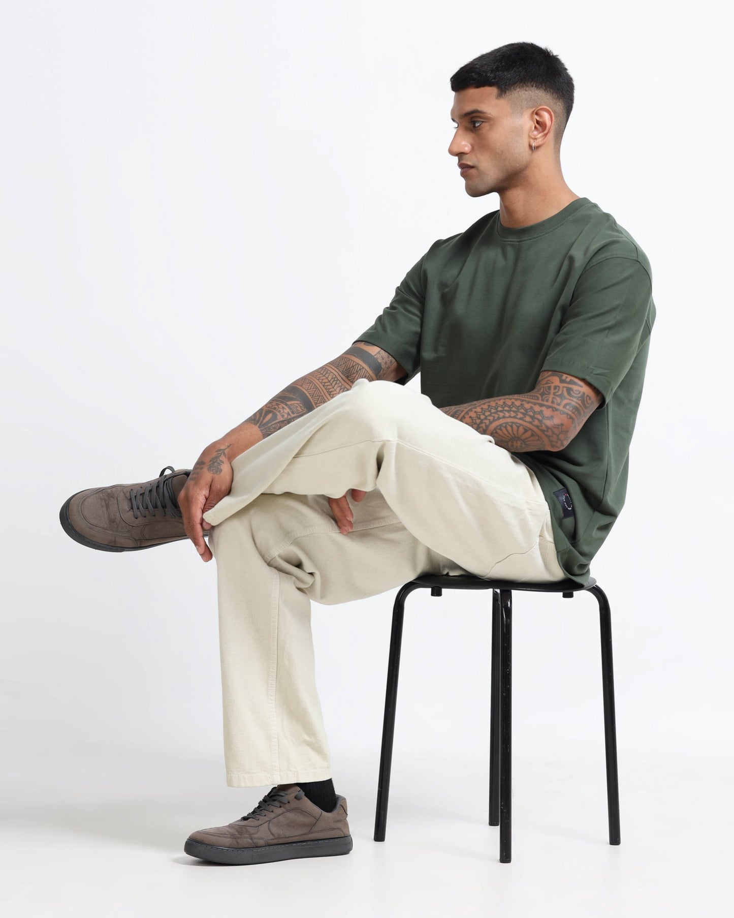 THE GROOVE Forest Green Basic Tee - Oversized Fit