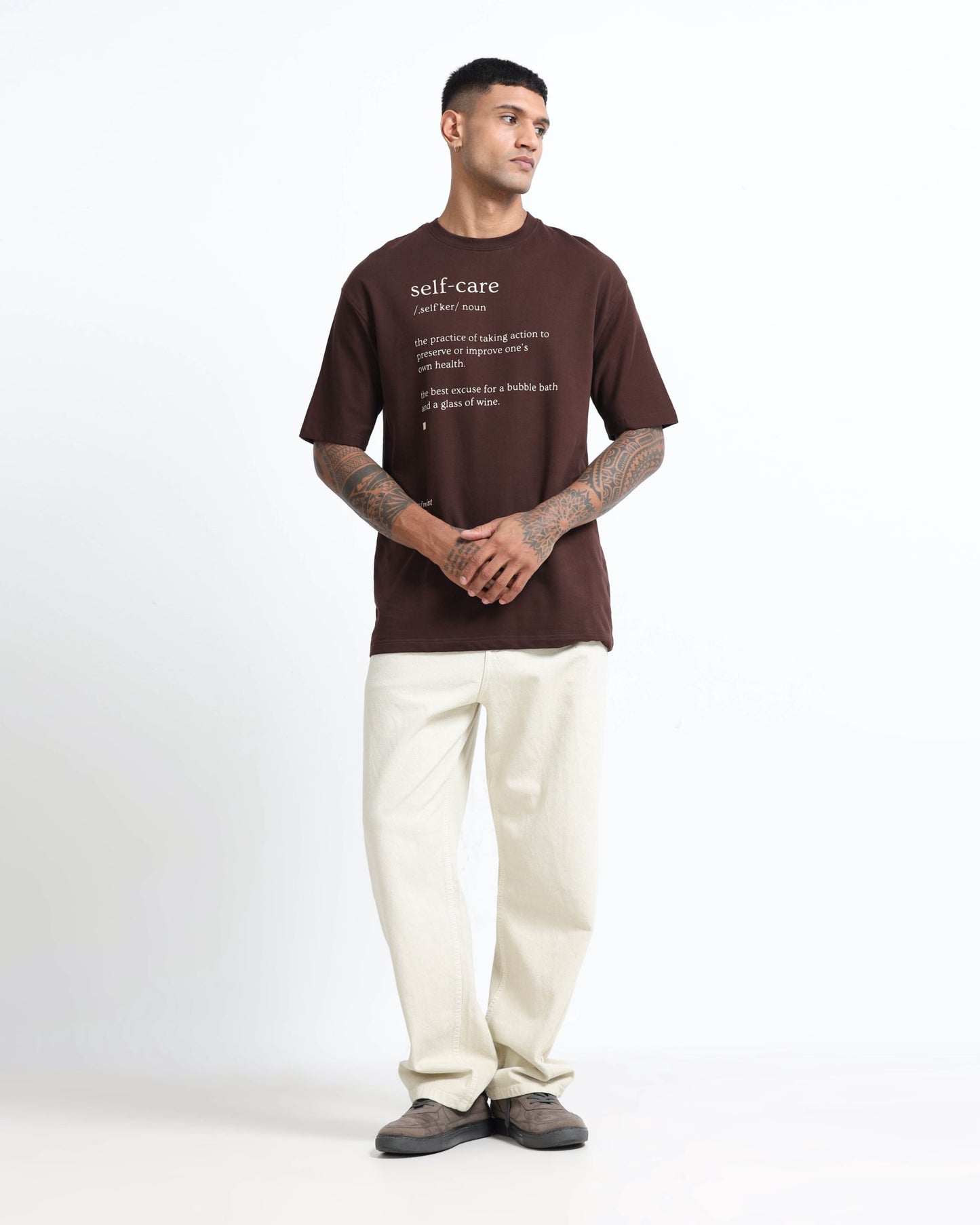 SELF CARE BROWN TEE - Oversized fit