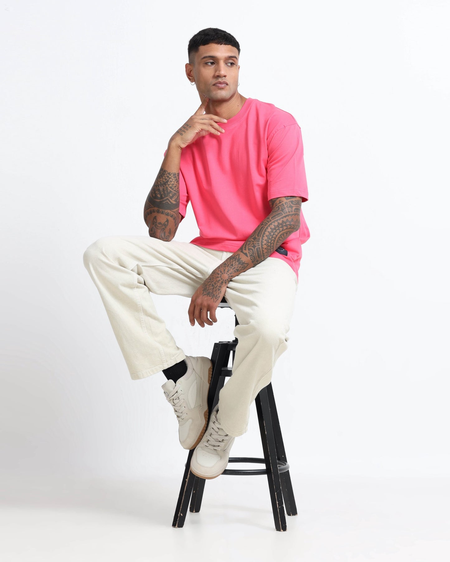 THE GROOVE Pink Basic Tee - Oversized Fit