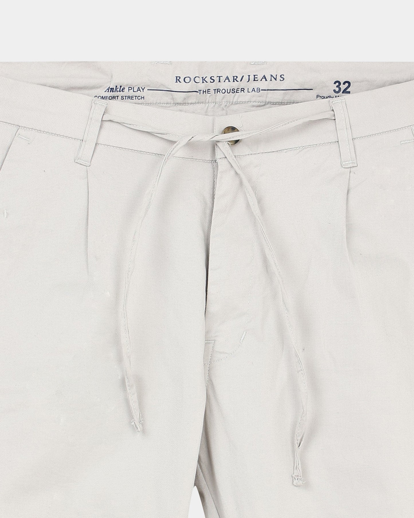 AIRY TWILL LYCRA Regular Fit Drawstring Trousers Light Grey