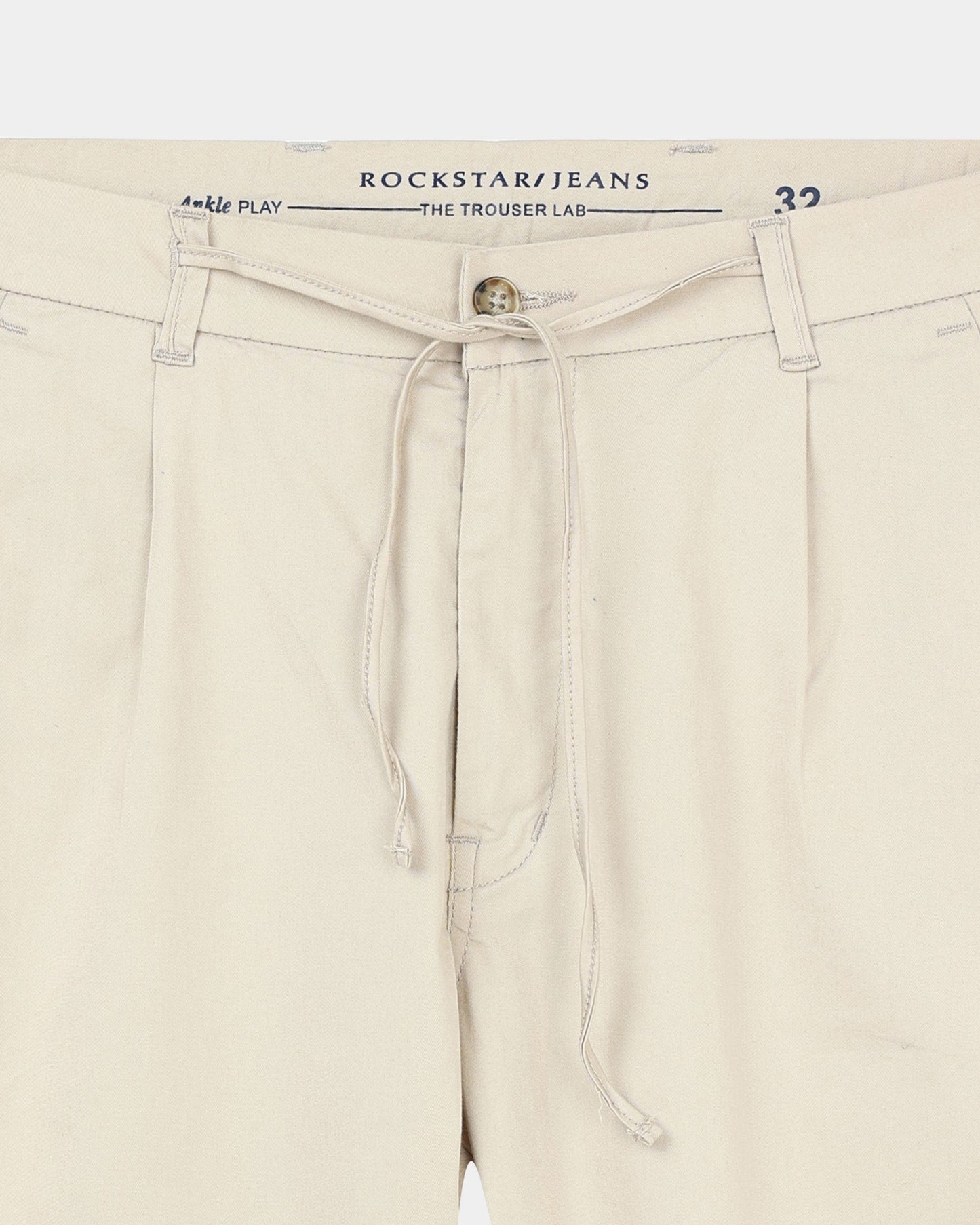 AIRY TWILL LYCRA Regular Fit Drawstring Trousers Ivory Sand