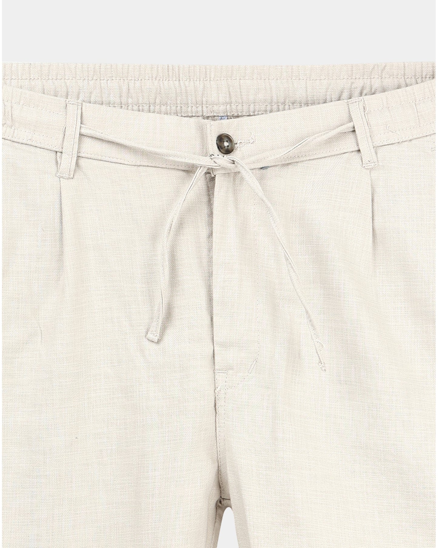 BREEZY LINEN Regular Fit Drawstring Trousers Stone Beige
