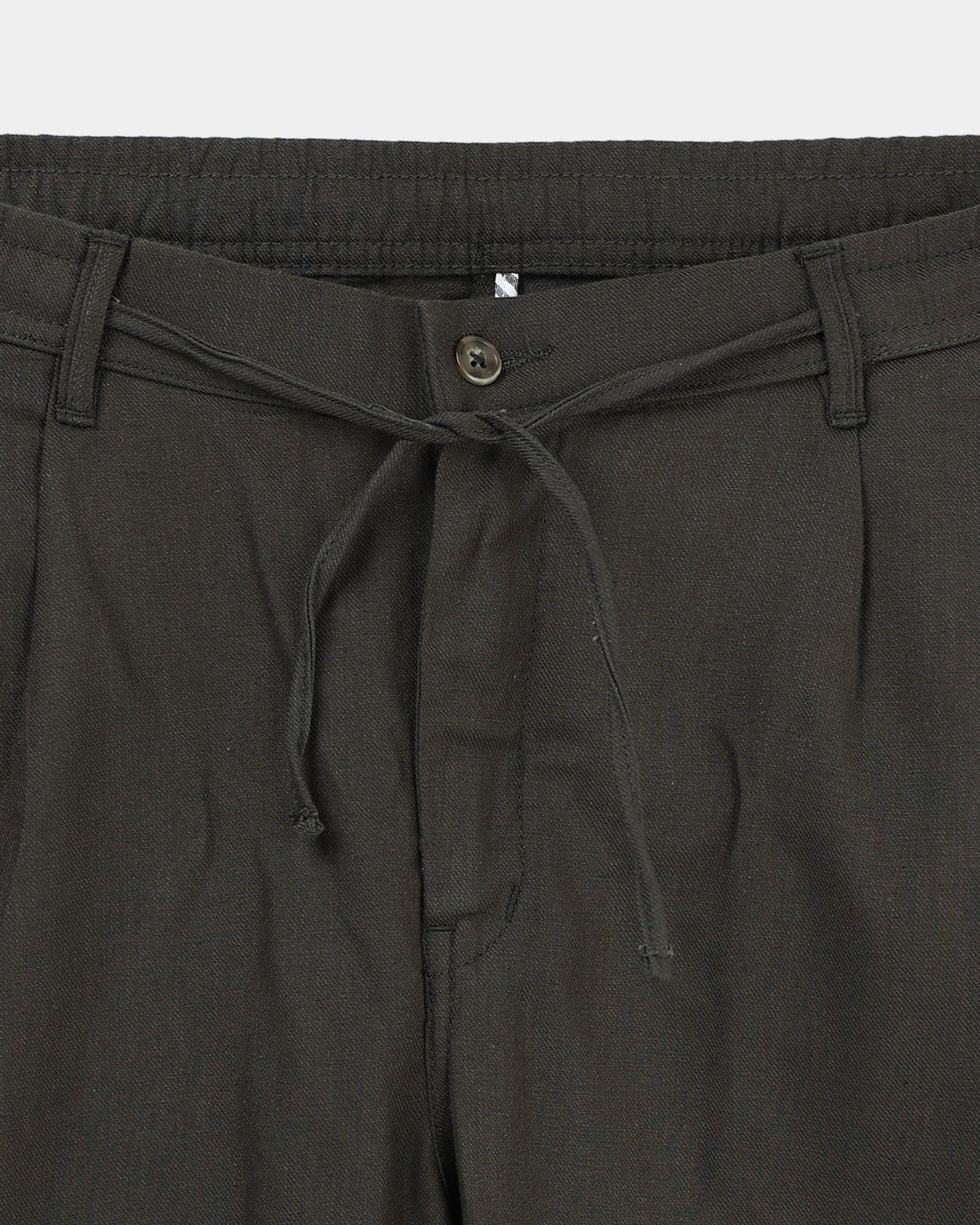 BREEZY LINEN Regular Fit Drawstring Trousers Dark Olive