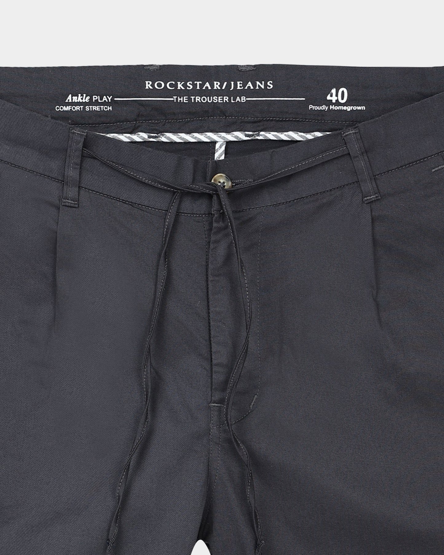 AIRY TWILL LYCRA Regular Fit Drawstring Trousers Dark Grey