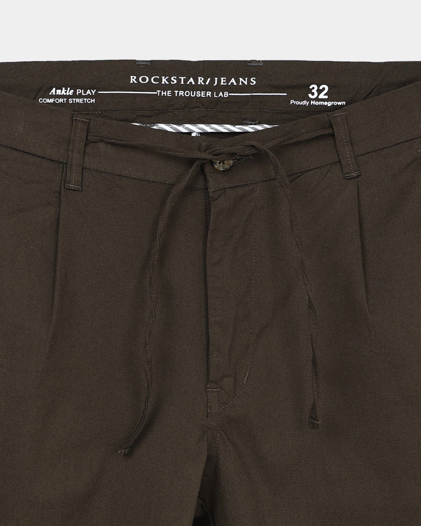 AIRY TWILL LYCRA Regular Fit Drawstring Trousers Umber Brown