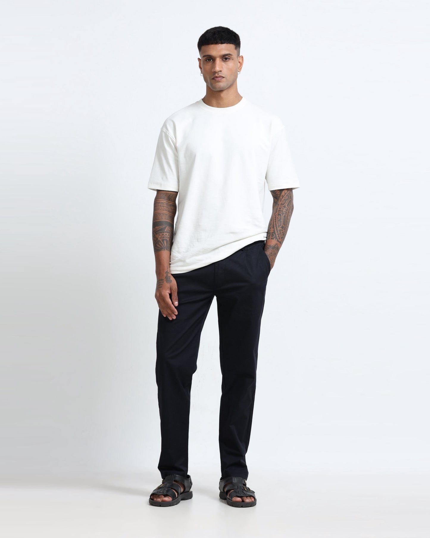 Airy Twill Trousers - Navy Blue