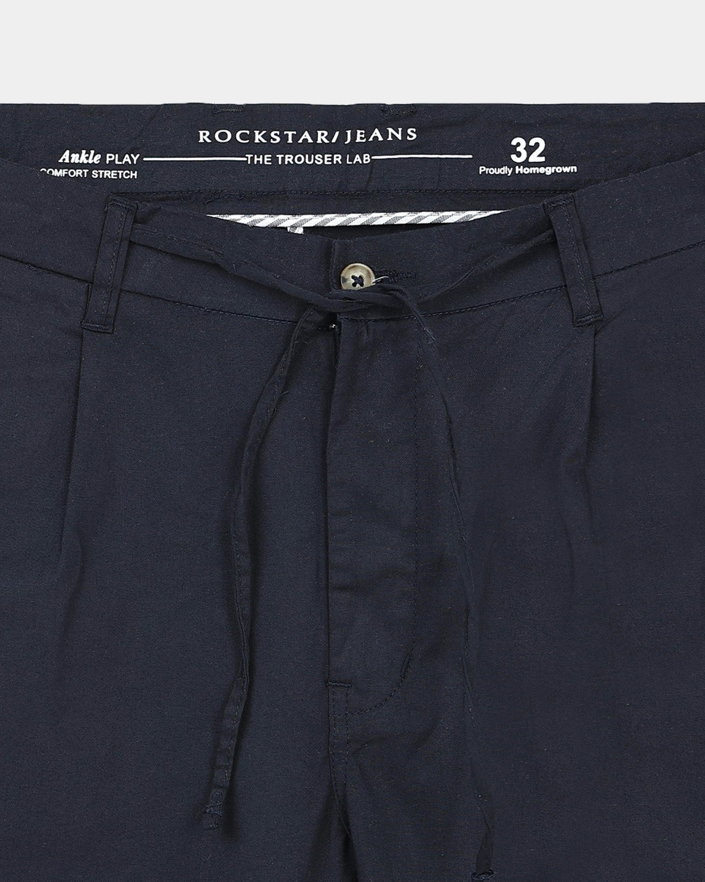 AIRY TWILL LYCRA Regular Fit Drawstring Trousers Navy Blue