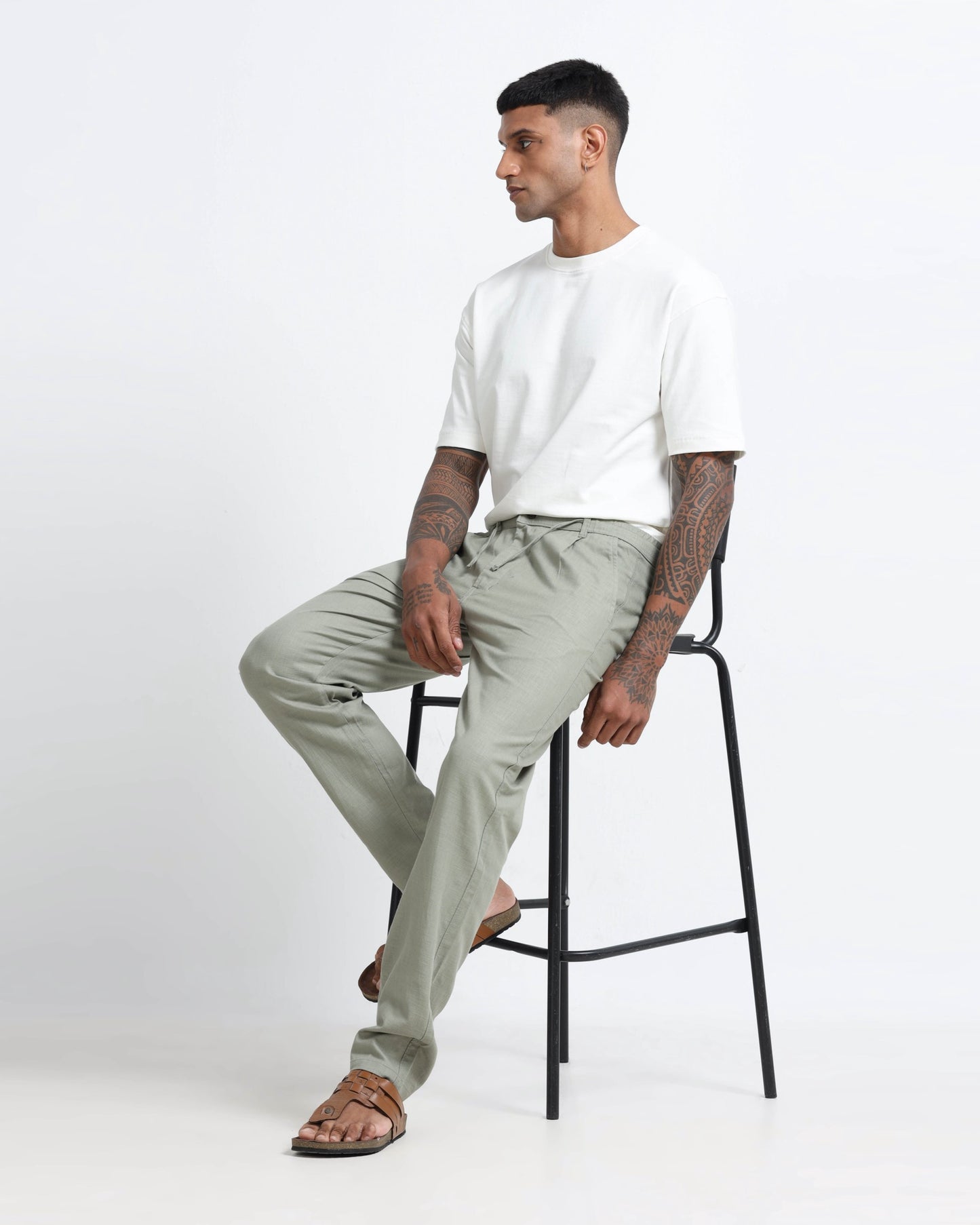 Breezy Linen Trousers - Sage Green