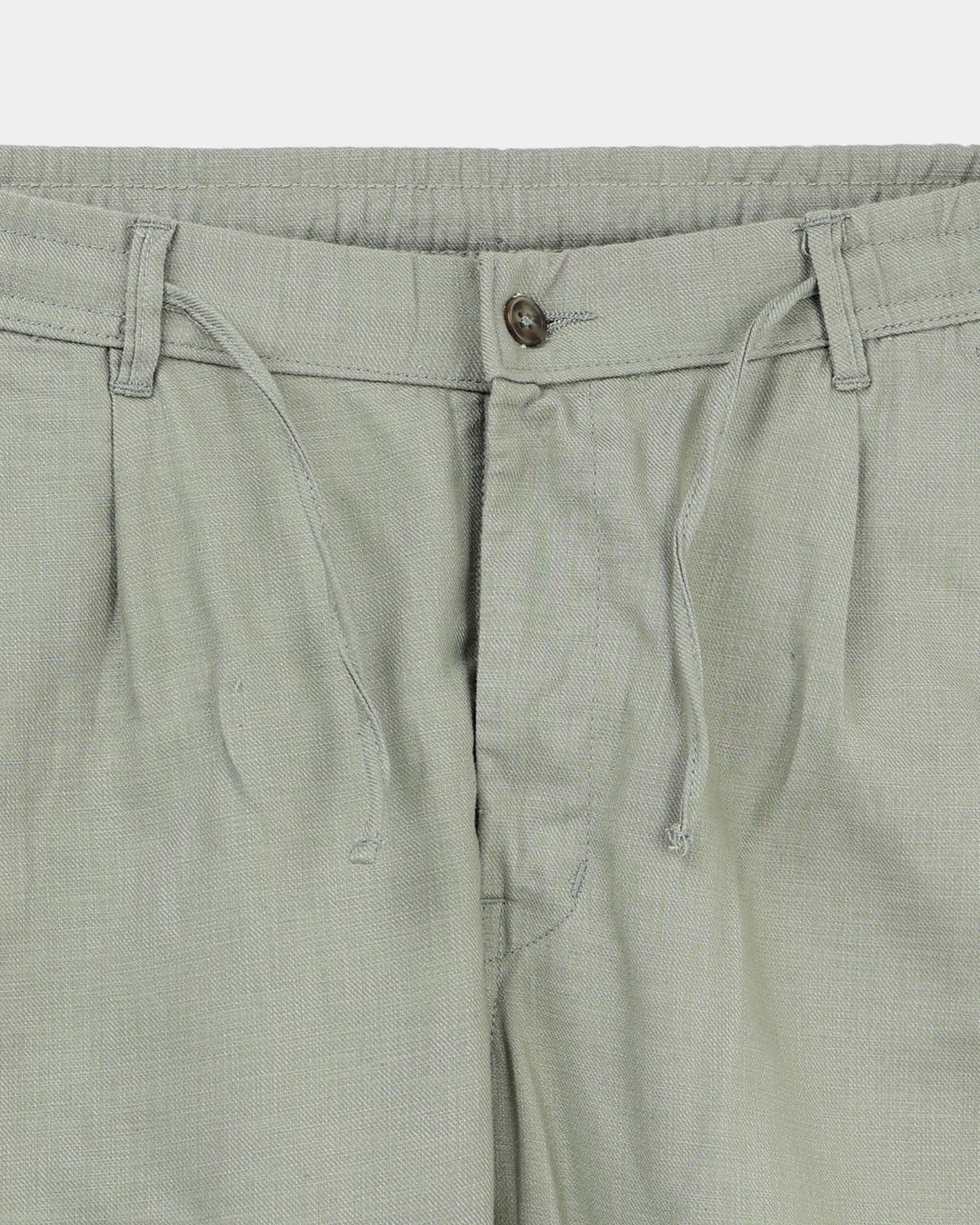 BREEZY LINEN Regular Fit Drawstring Trousers Sage Mist