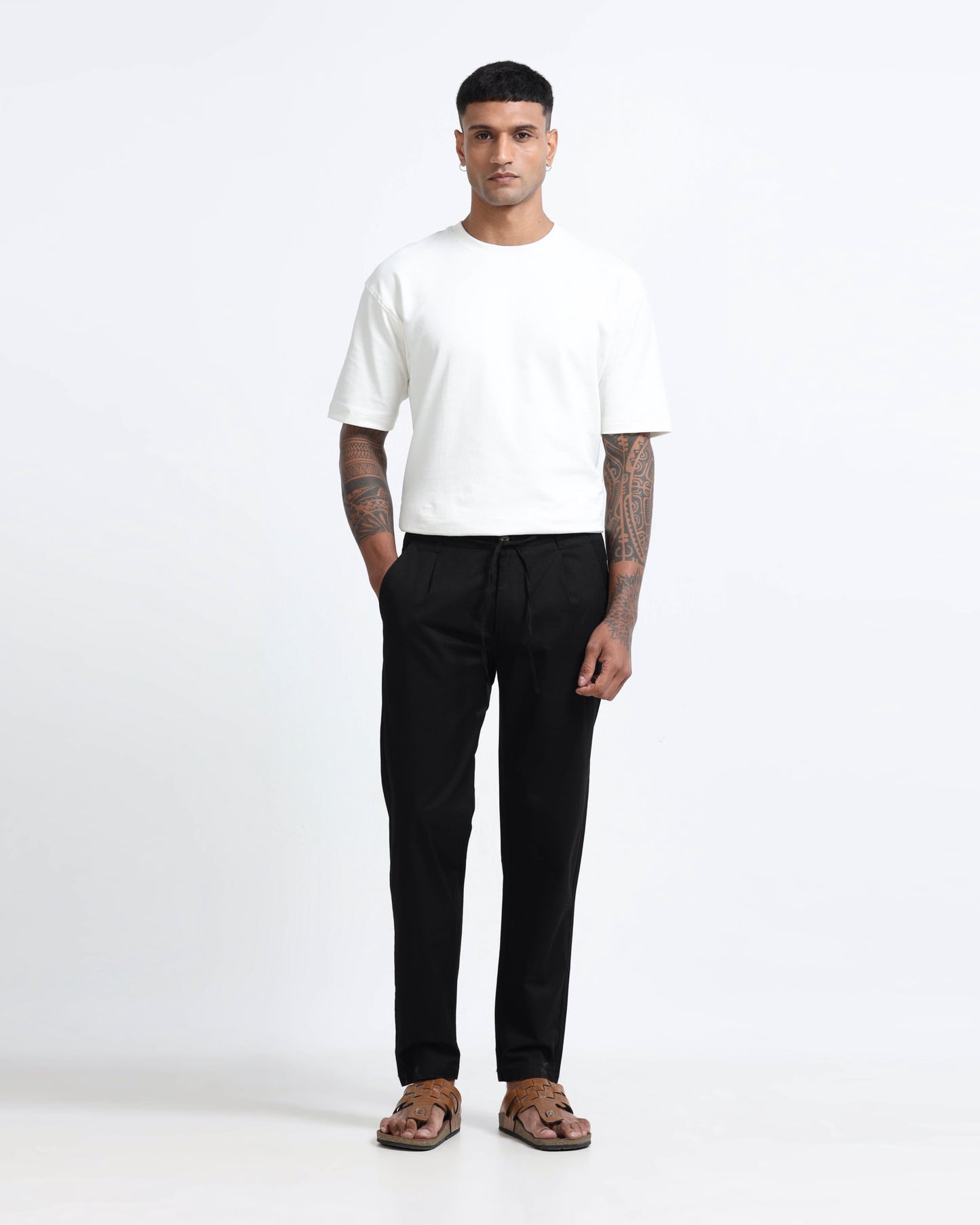 Airy Twill Trousers - Black