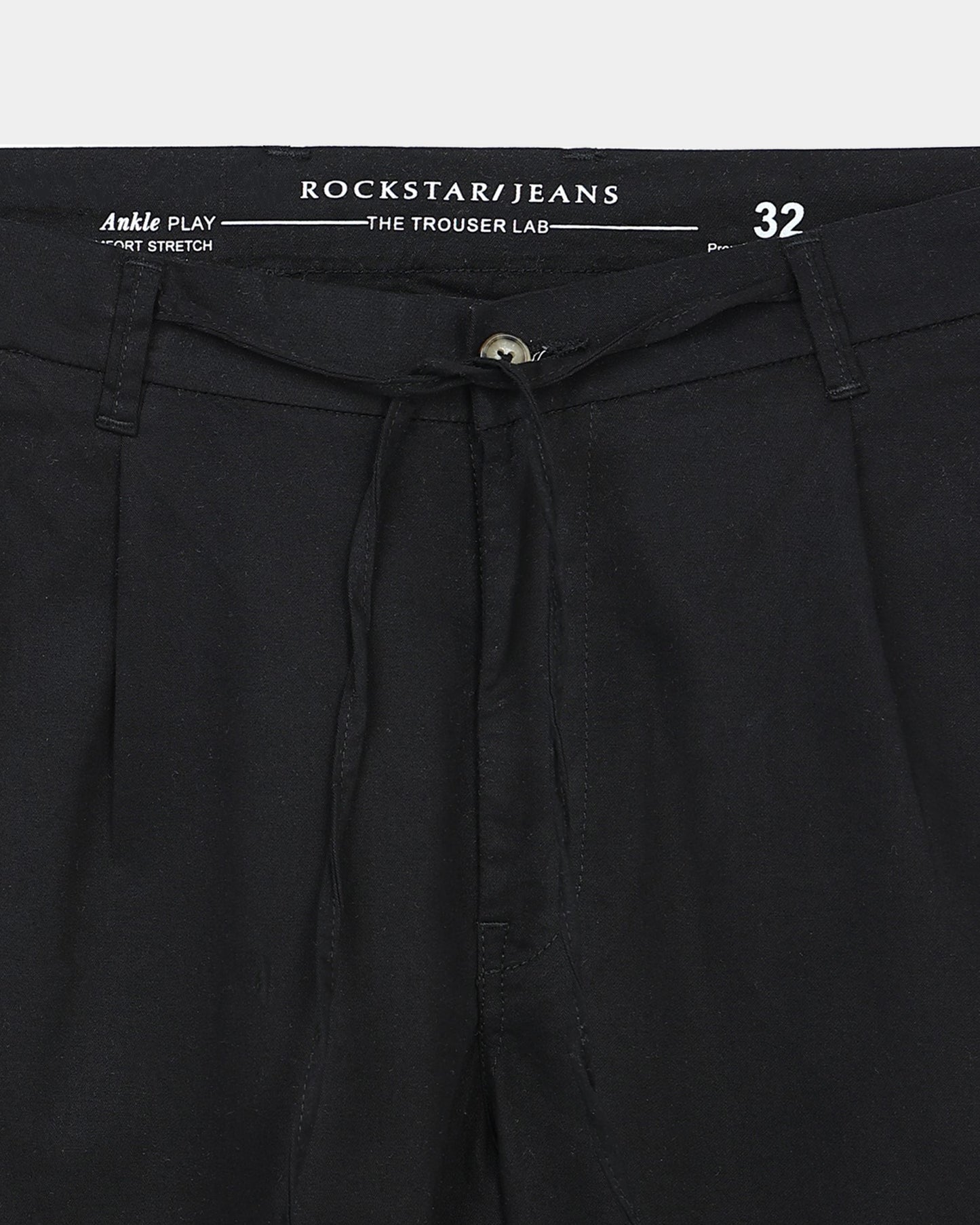 AIRY TWILL LYCRA Regular Fit Drawstring Trousers Onyx Black