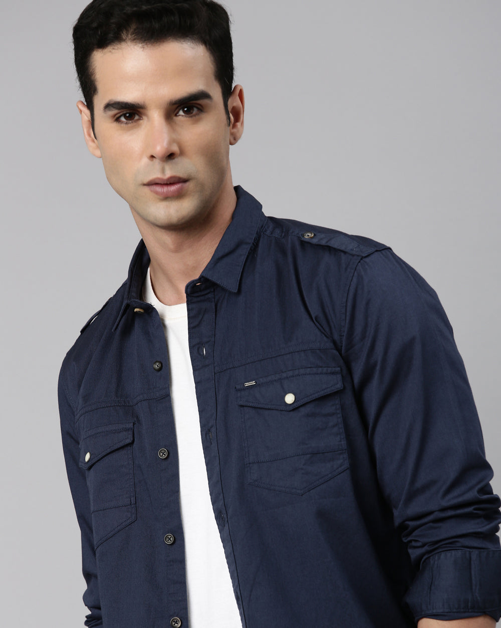 Blue Urban Utility Shirt For Men