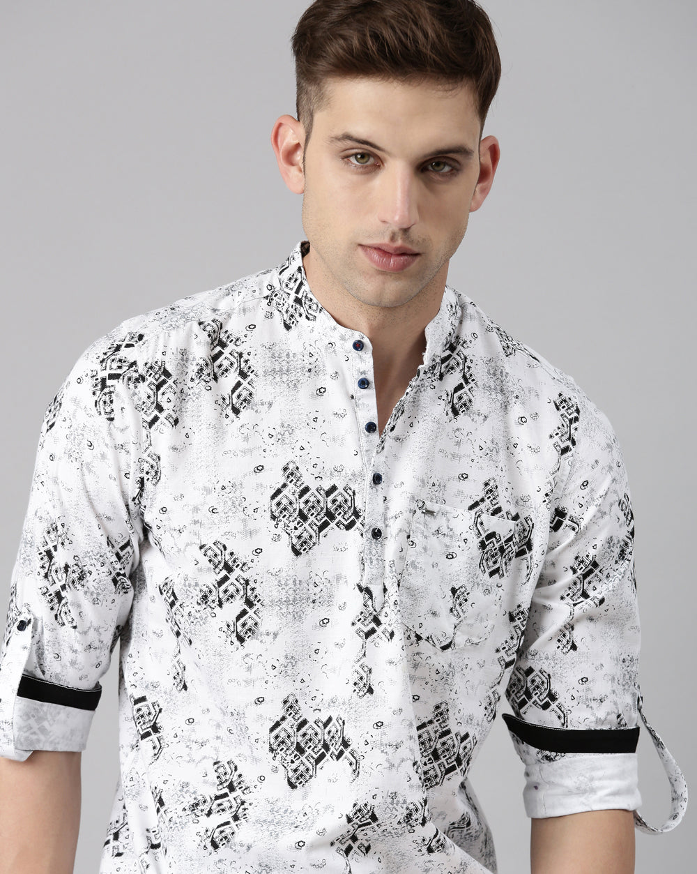Abstract Print Short Kurta For Men