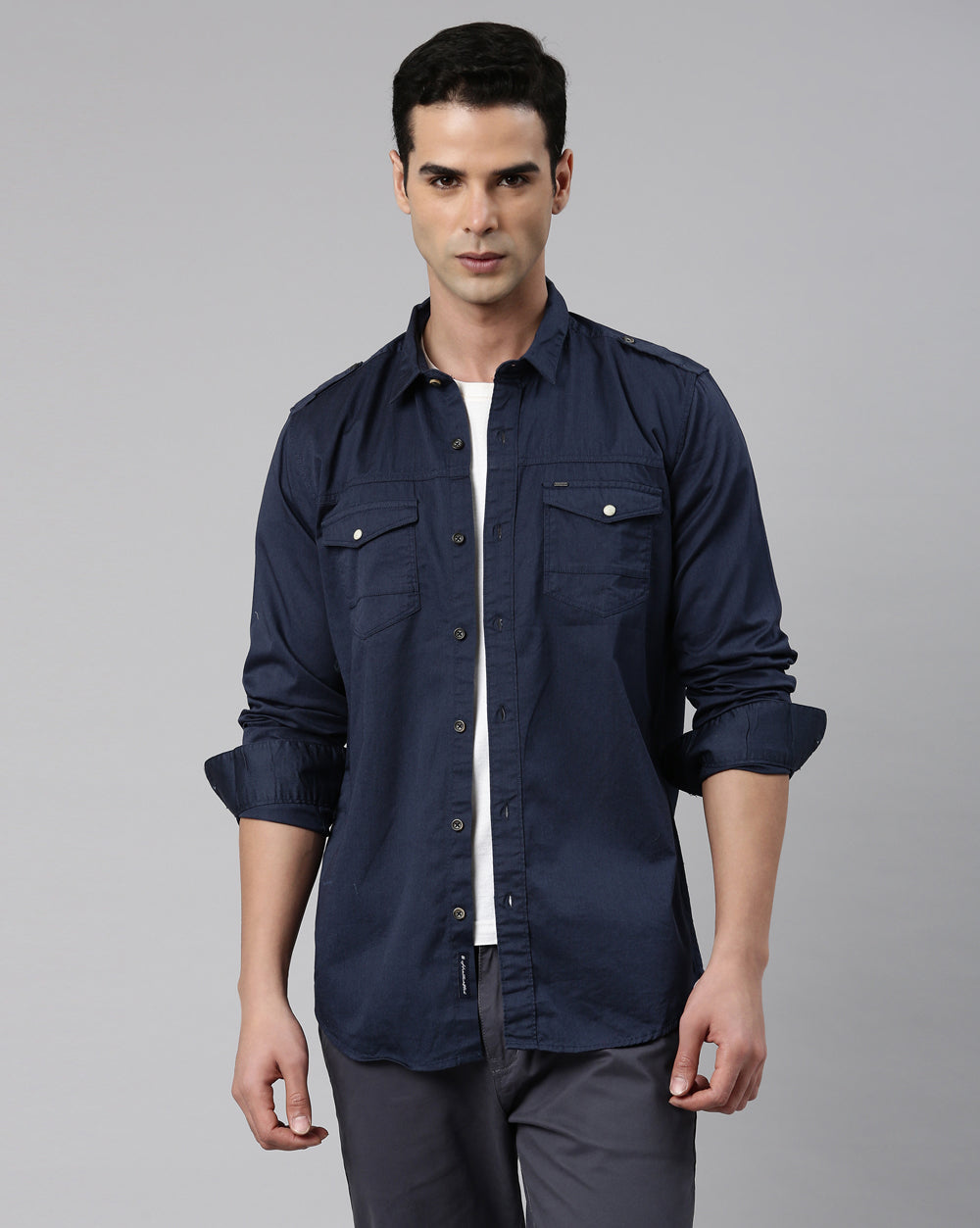 Blue Urban Utility Shirt For Men