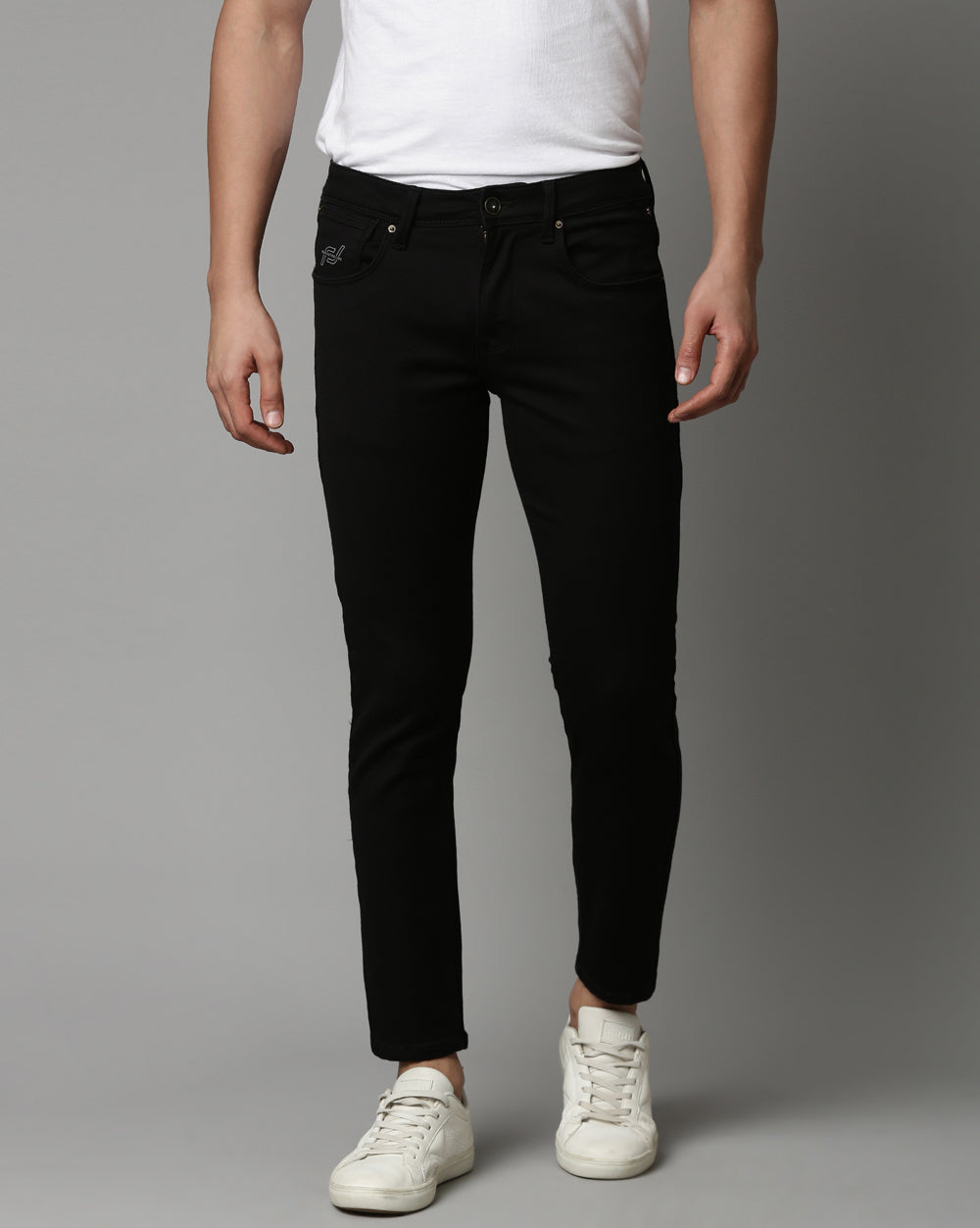 Black Denim Ankle Fit Jeans For Men