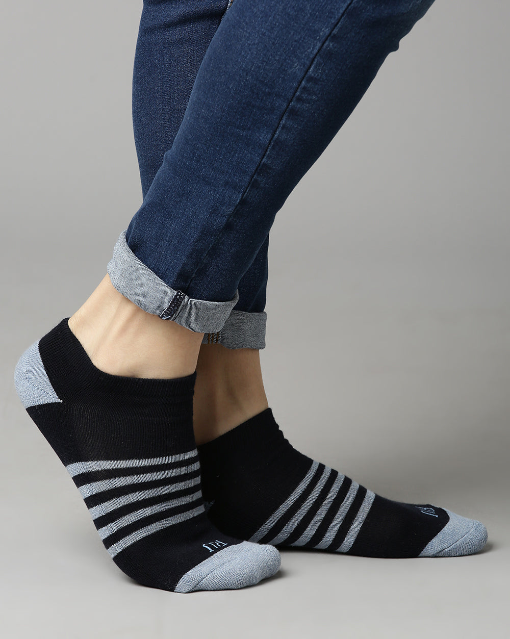 Striped Ankle Socks - Black/Navy