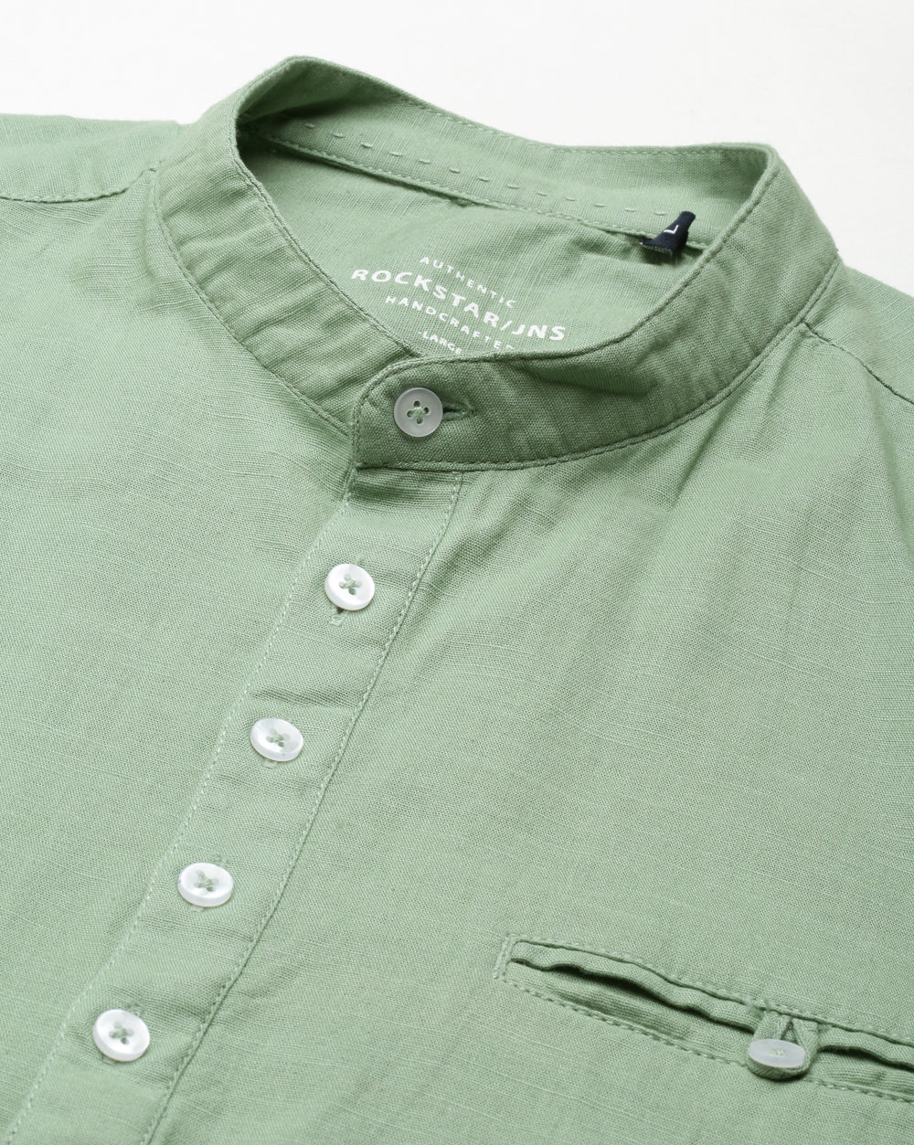 Pistachio Green Solid Short Kurta For Men