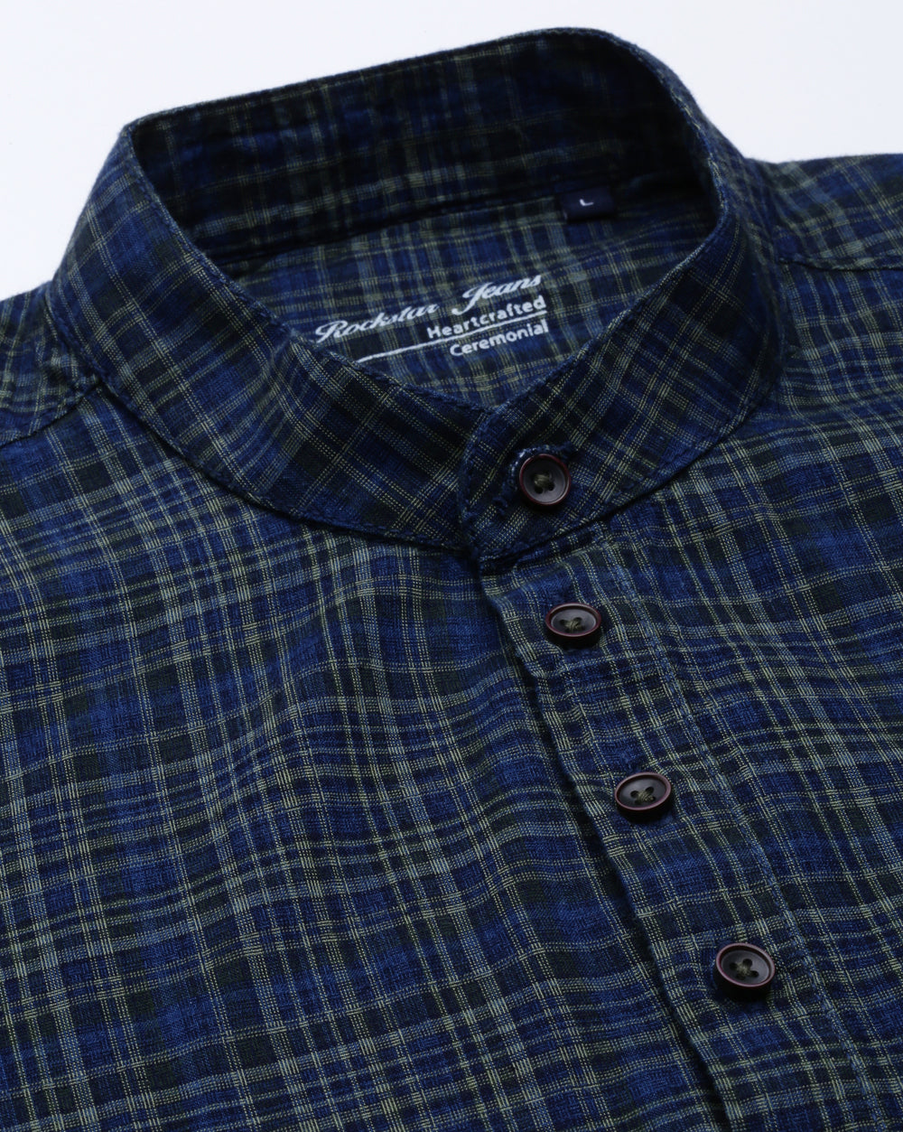 Blue Checkered Short Kurta For Men
