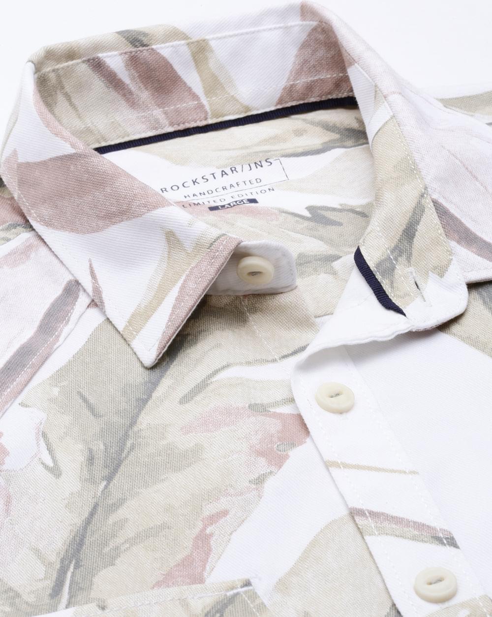 Beige & Green Printed Shirt for Men