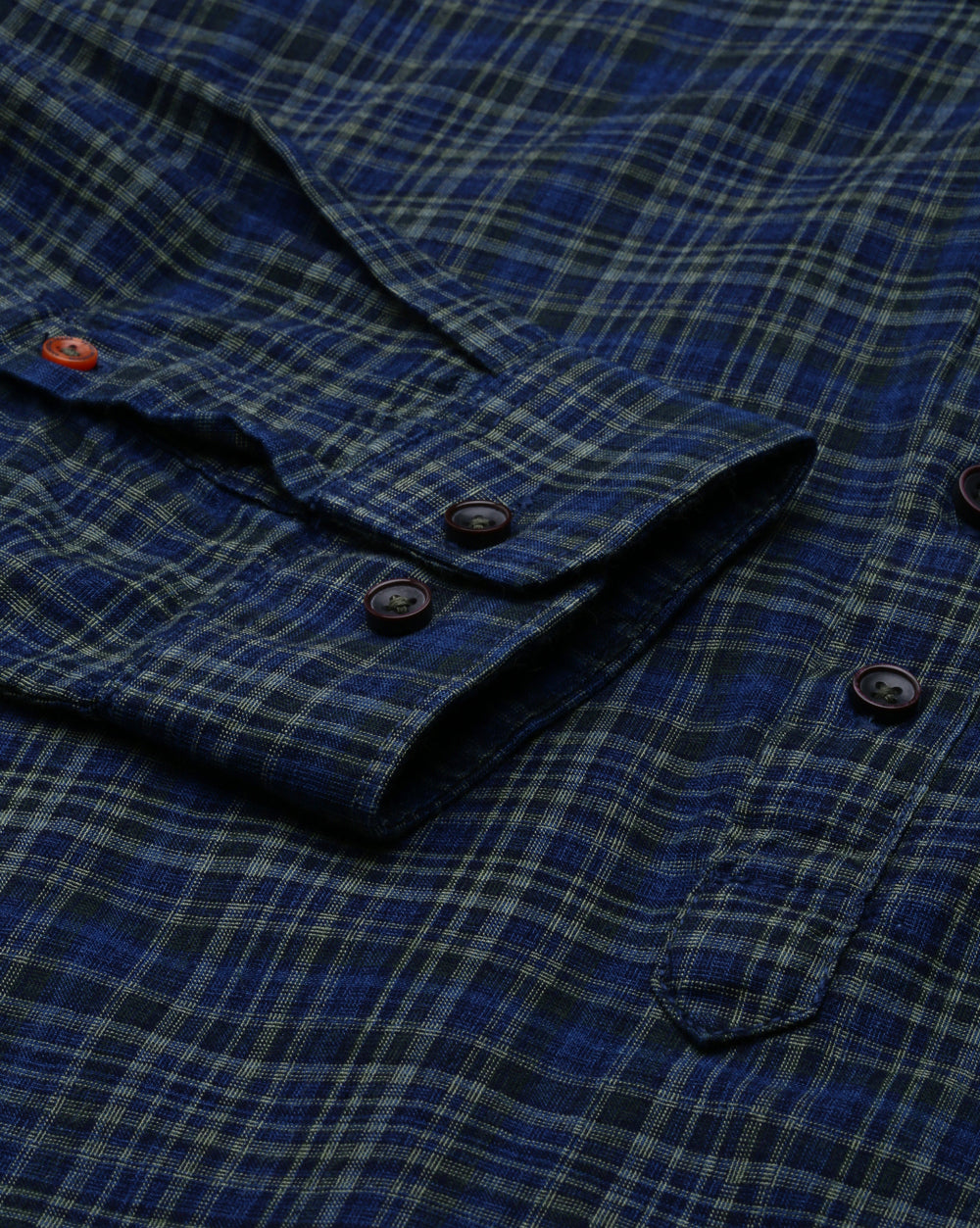 Blue Checkered Short Kurta For Men