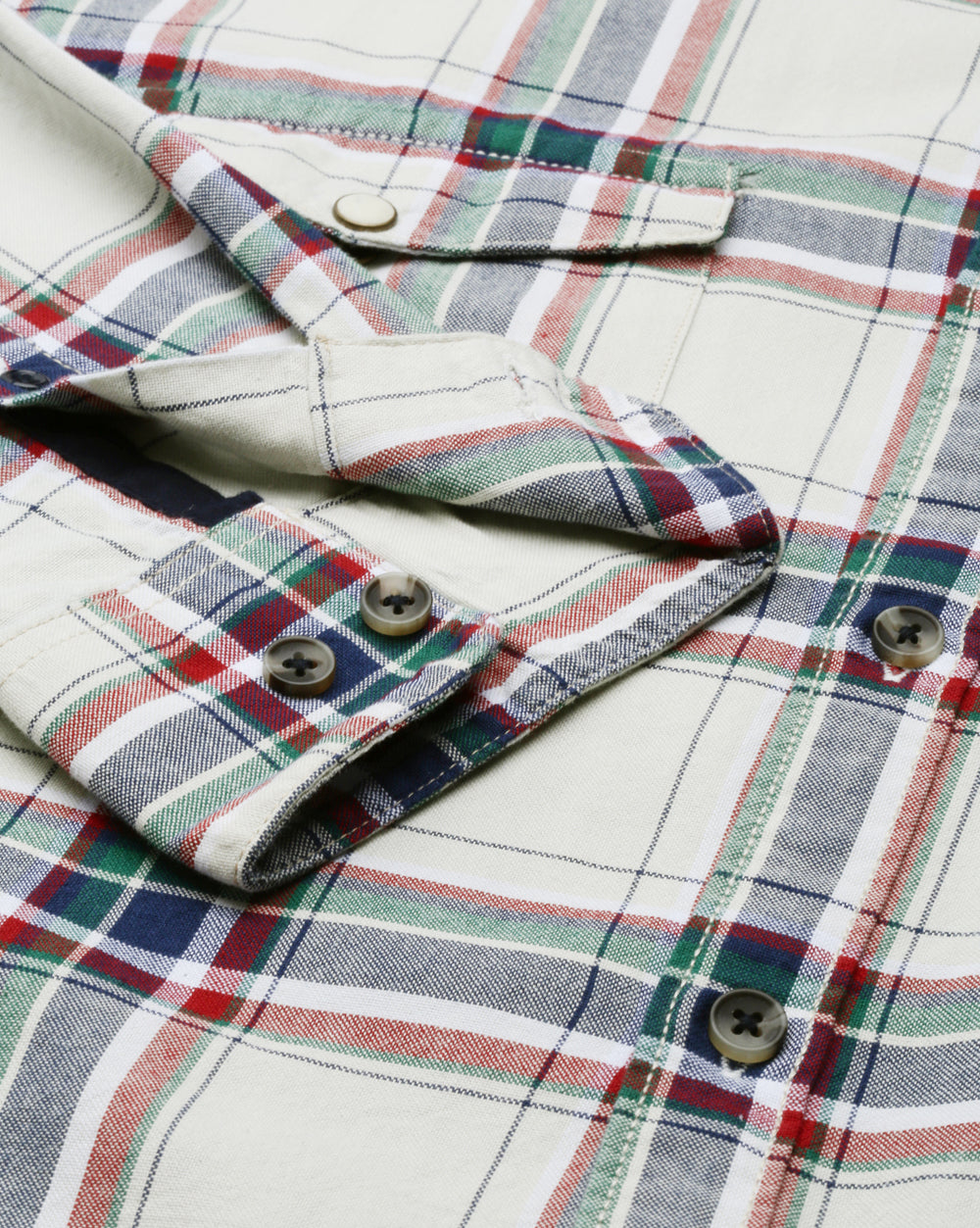 Swing Ivory Windowpane Shirt for Men 