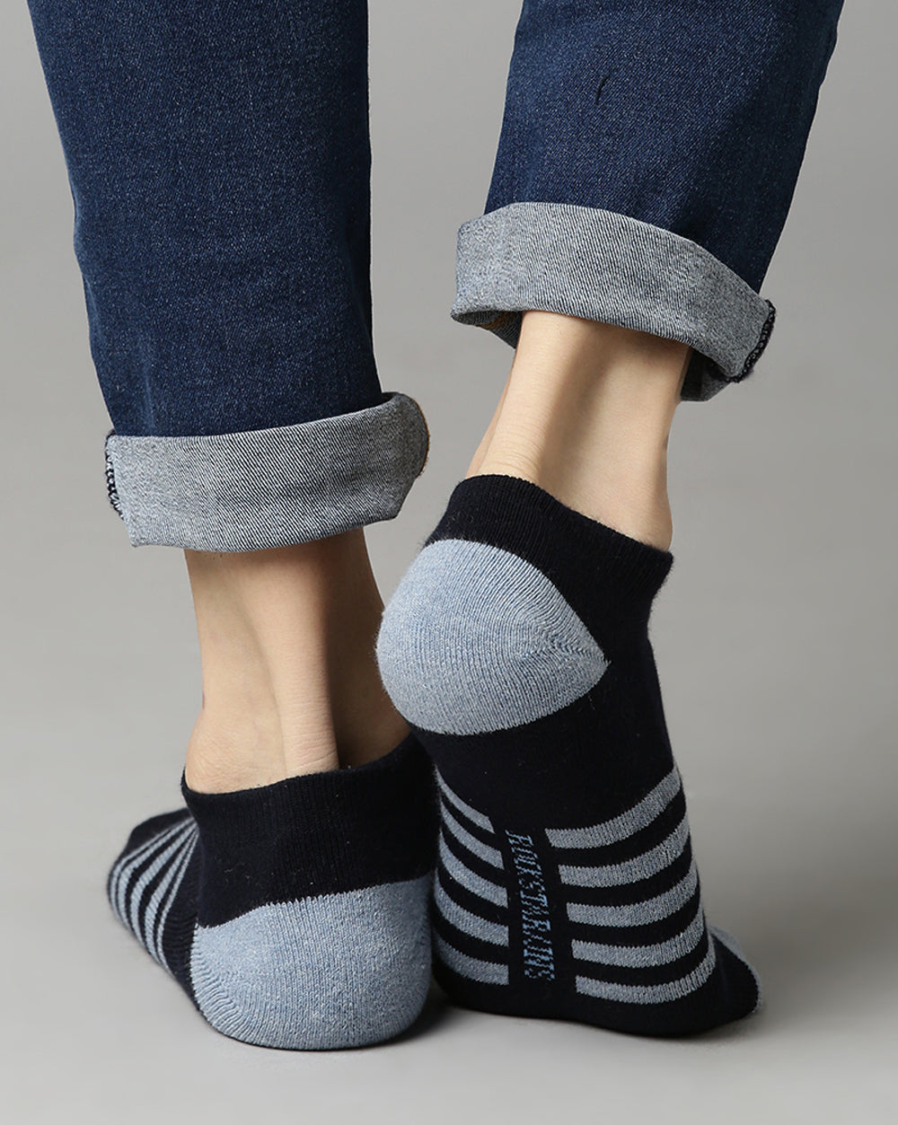 Striped Ankle Socks - Black/Navy