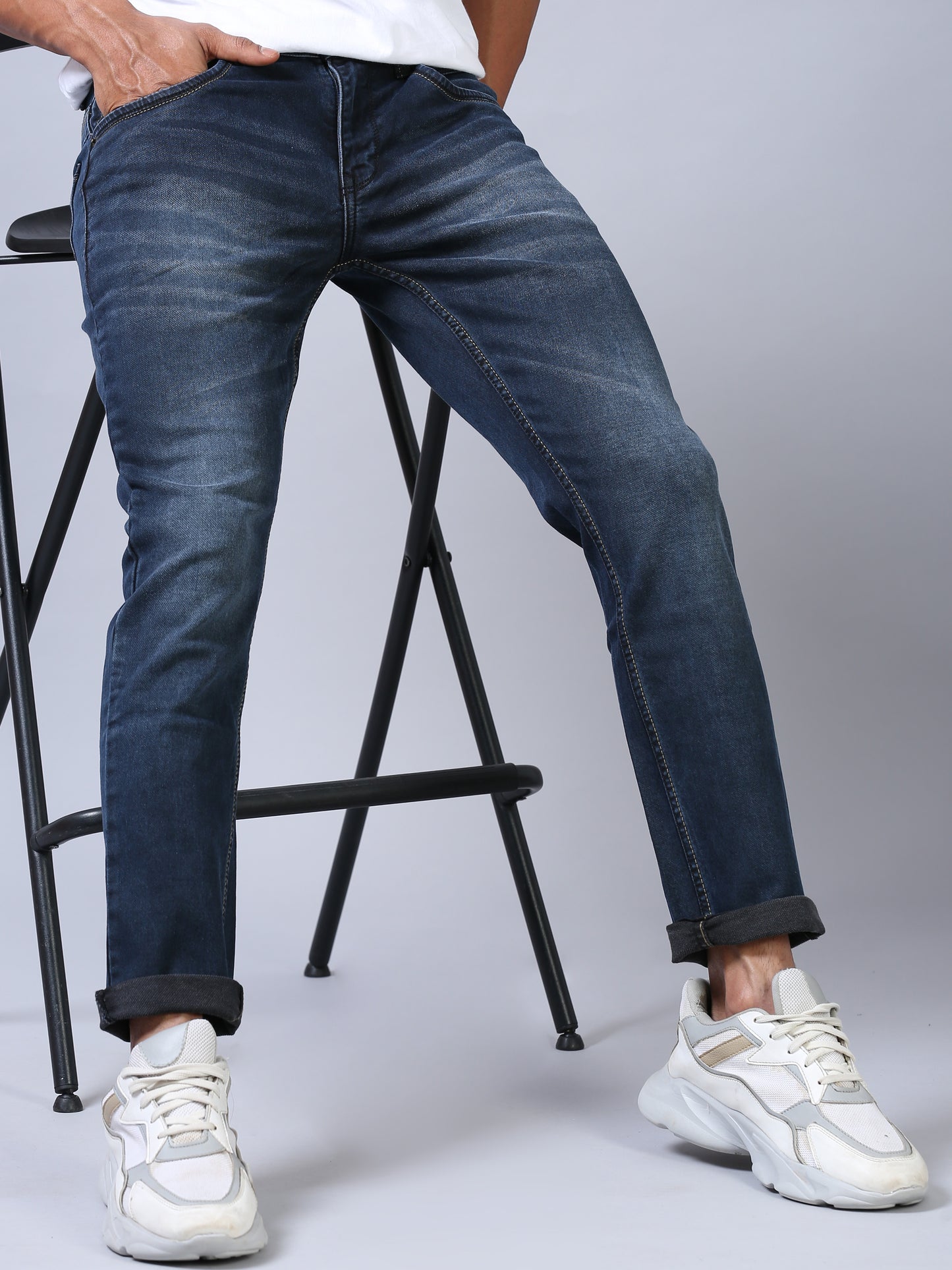 Indigo Ankle Fit Jeans For Men