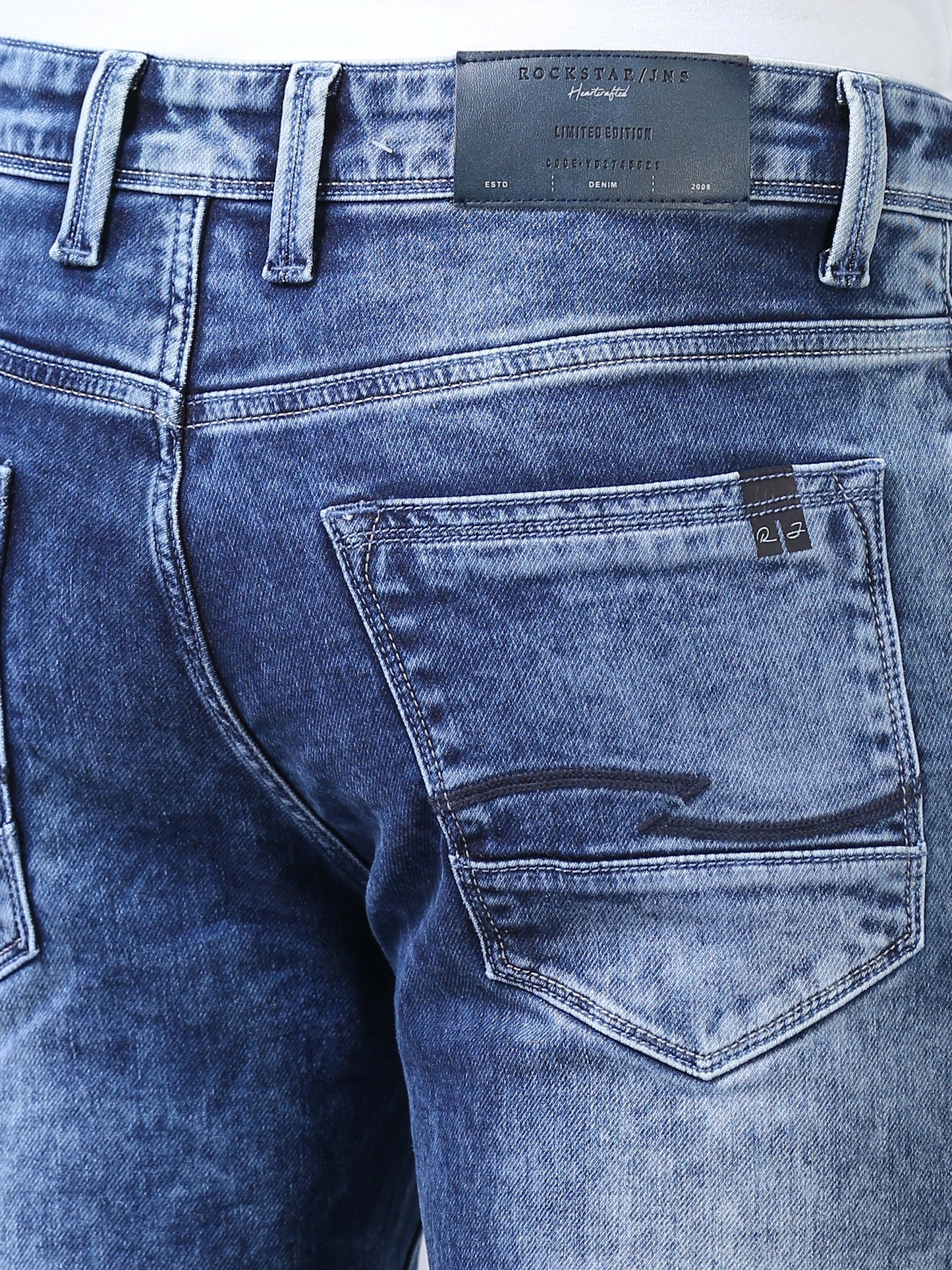 Faded Blue Denim Ankle Fit Jeans For Men