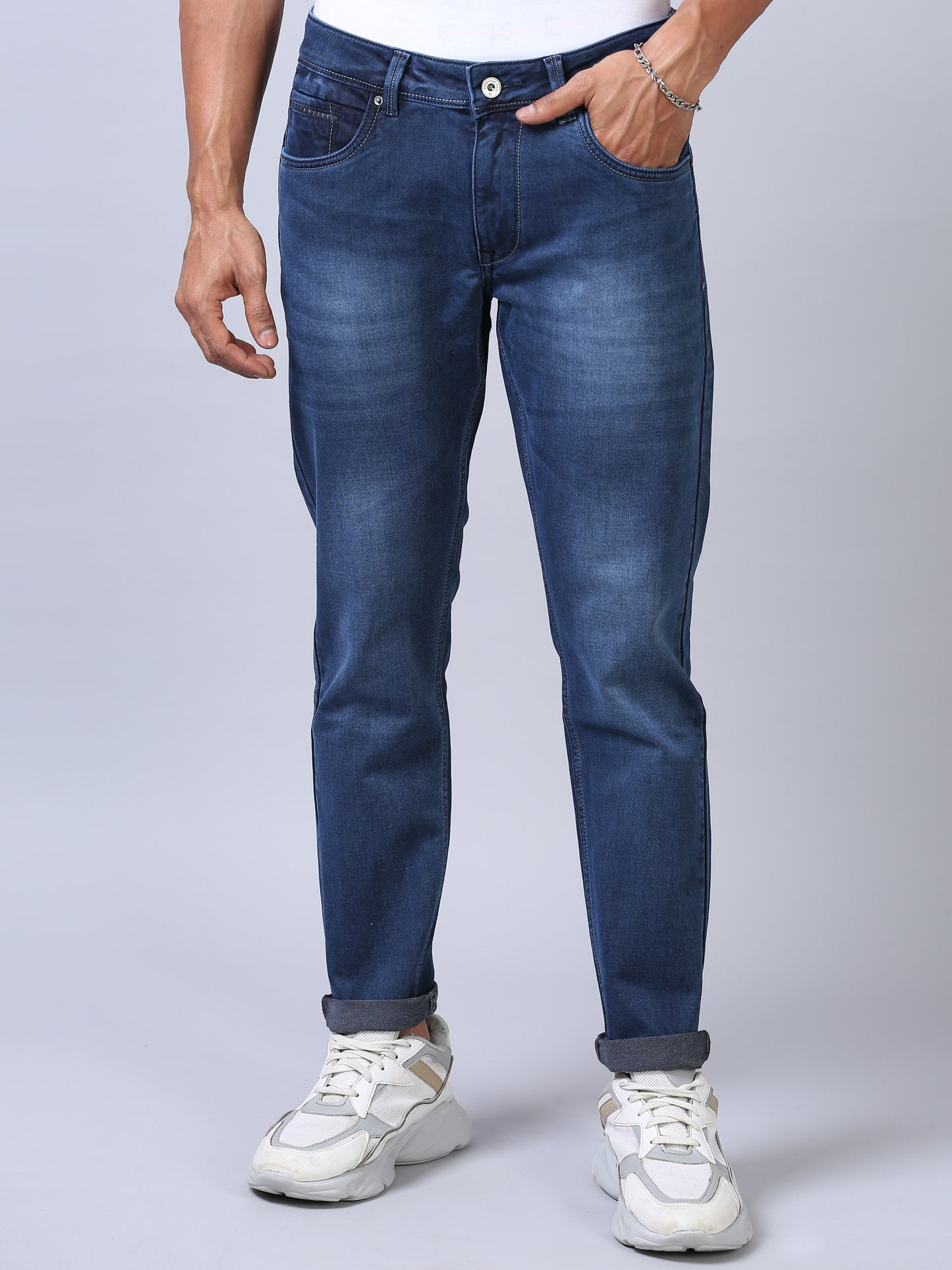 Ankle Fit Jeans- Darkwash Blue