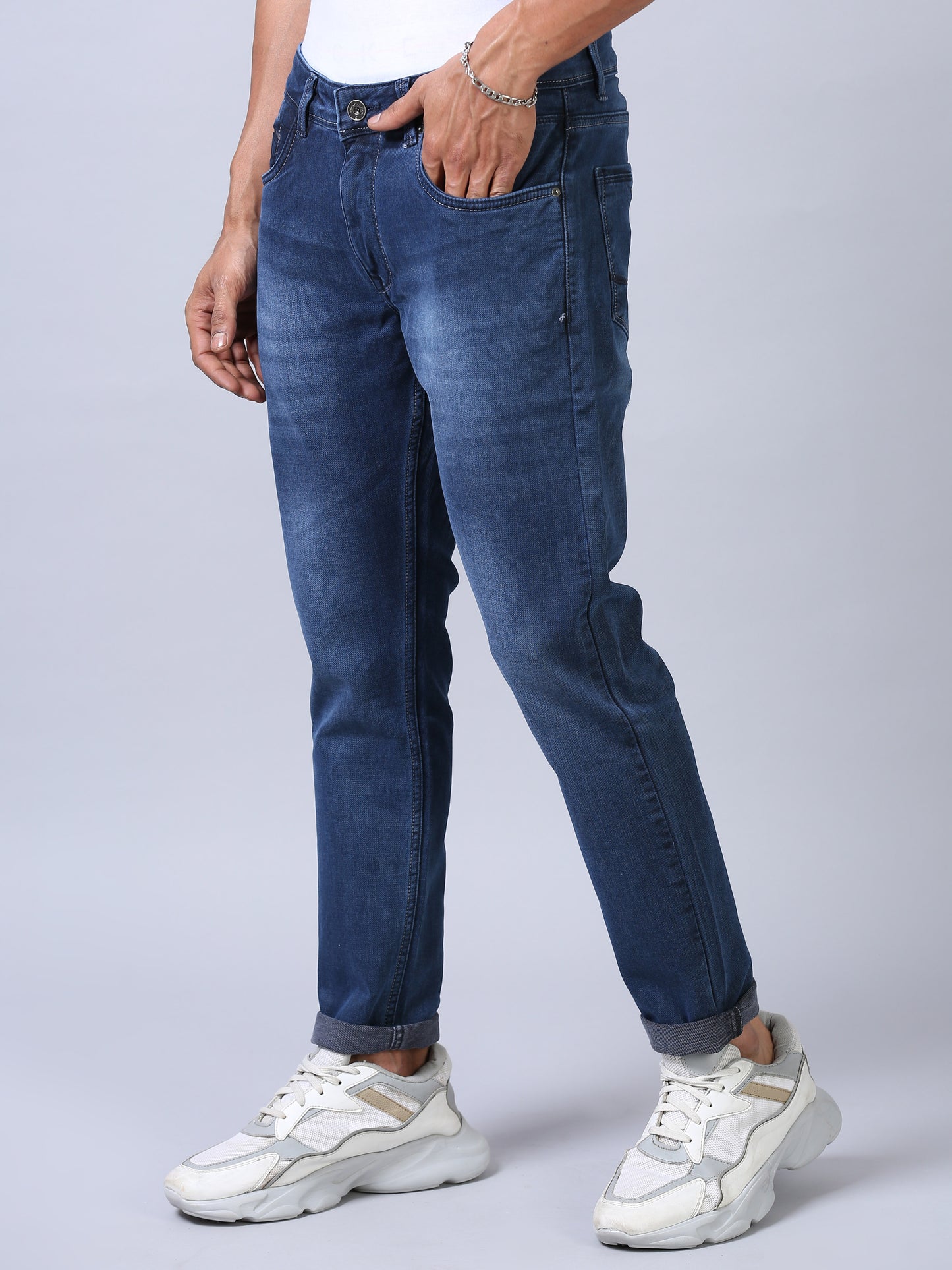 Ankle Fit Jeans- Darkwash Blue