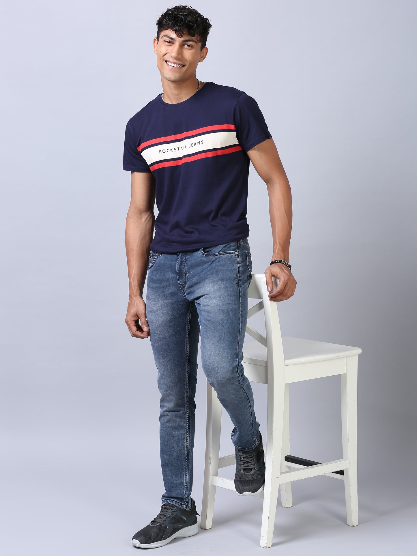 Royal Blue Slim Fit Jeans For Men