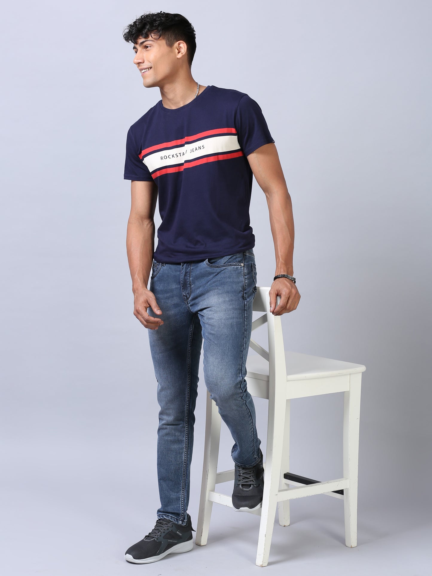 Royal Blue Slim Fit Jeans For Men