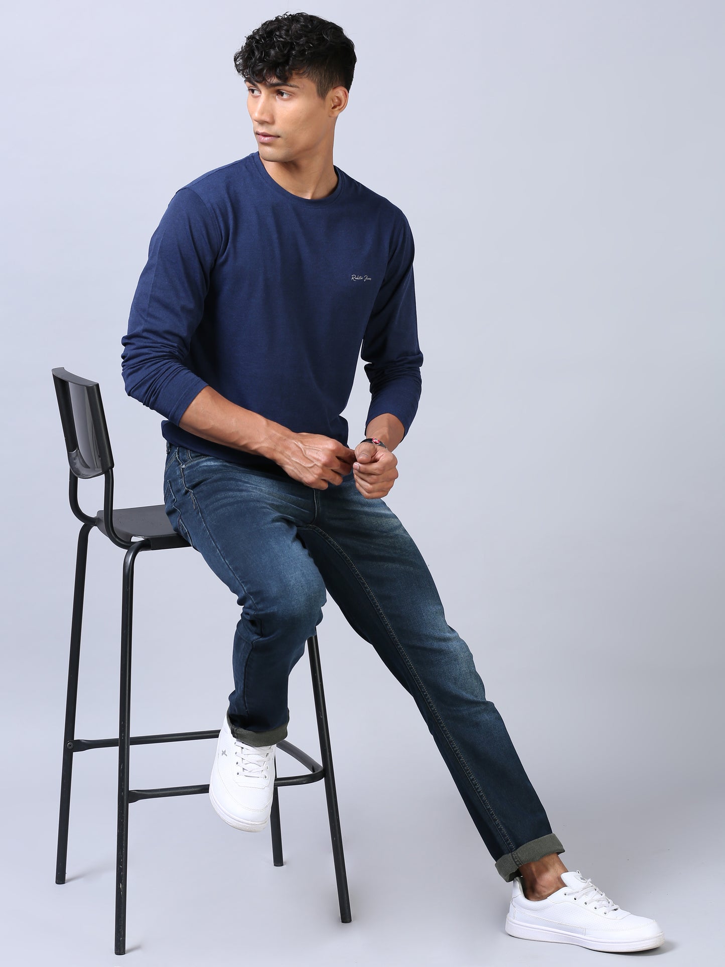 Mid Blue Slim Fit Jeans For Men