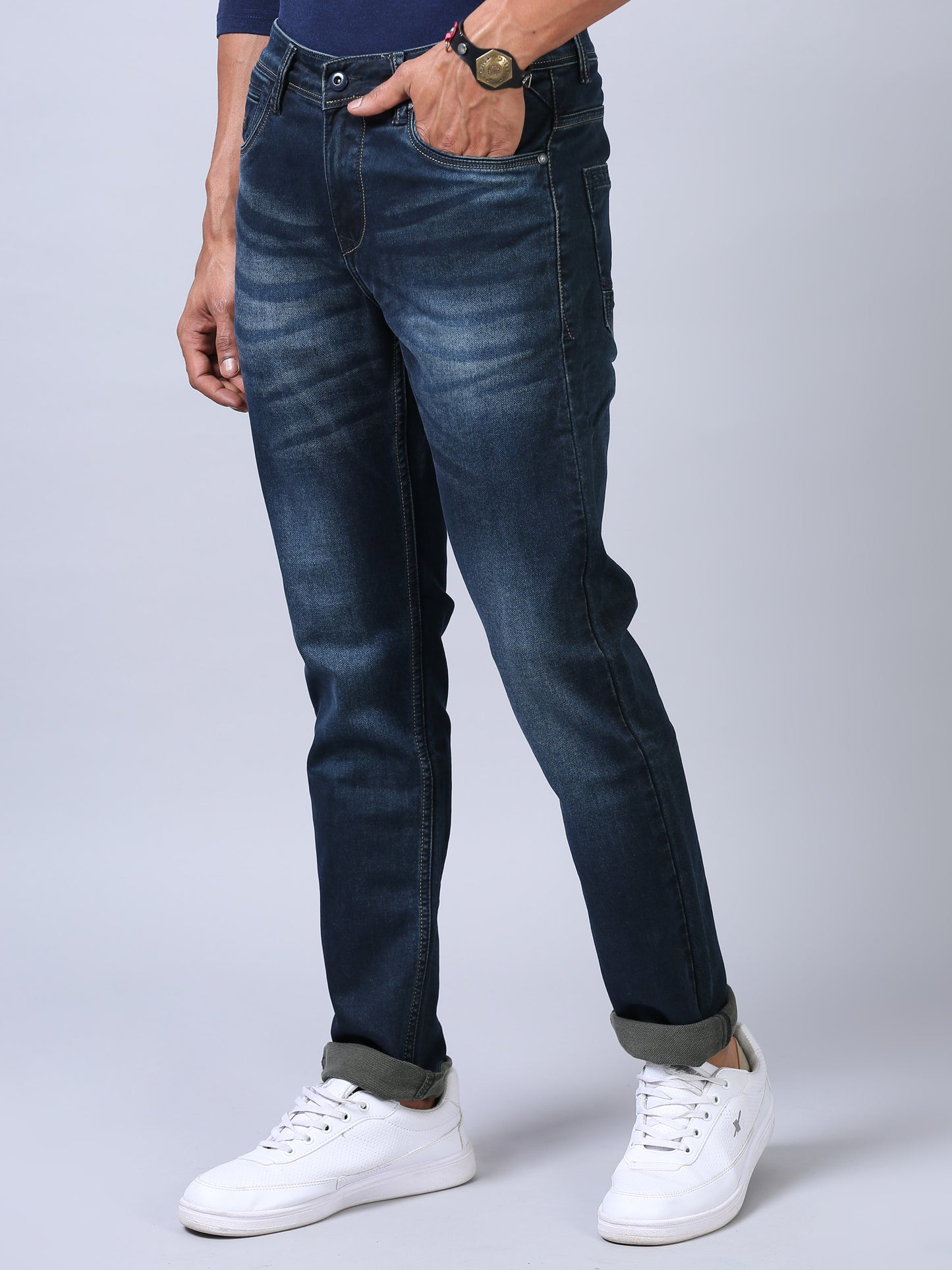Mid Blue Slim Fit Jeans For Men