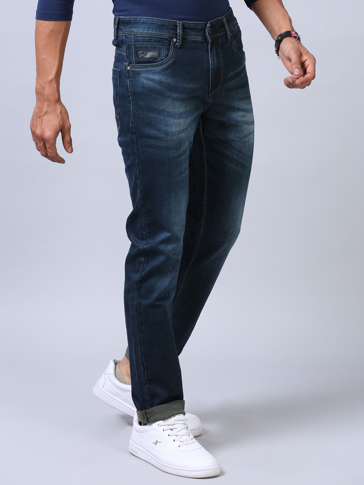 Mid Blue Slim Fit Jeans For Men