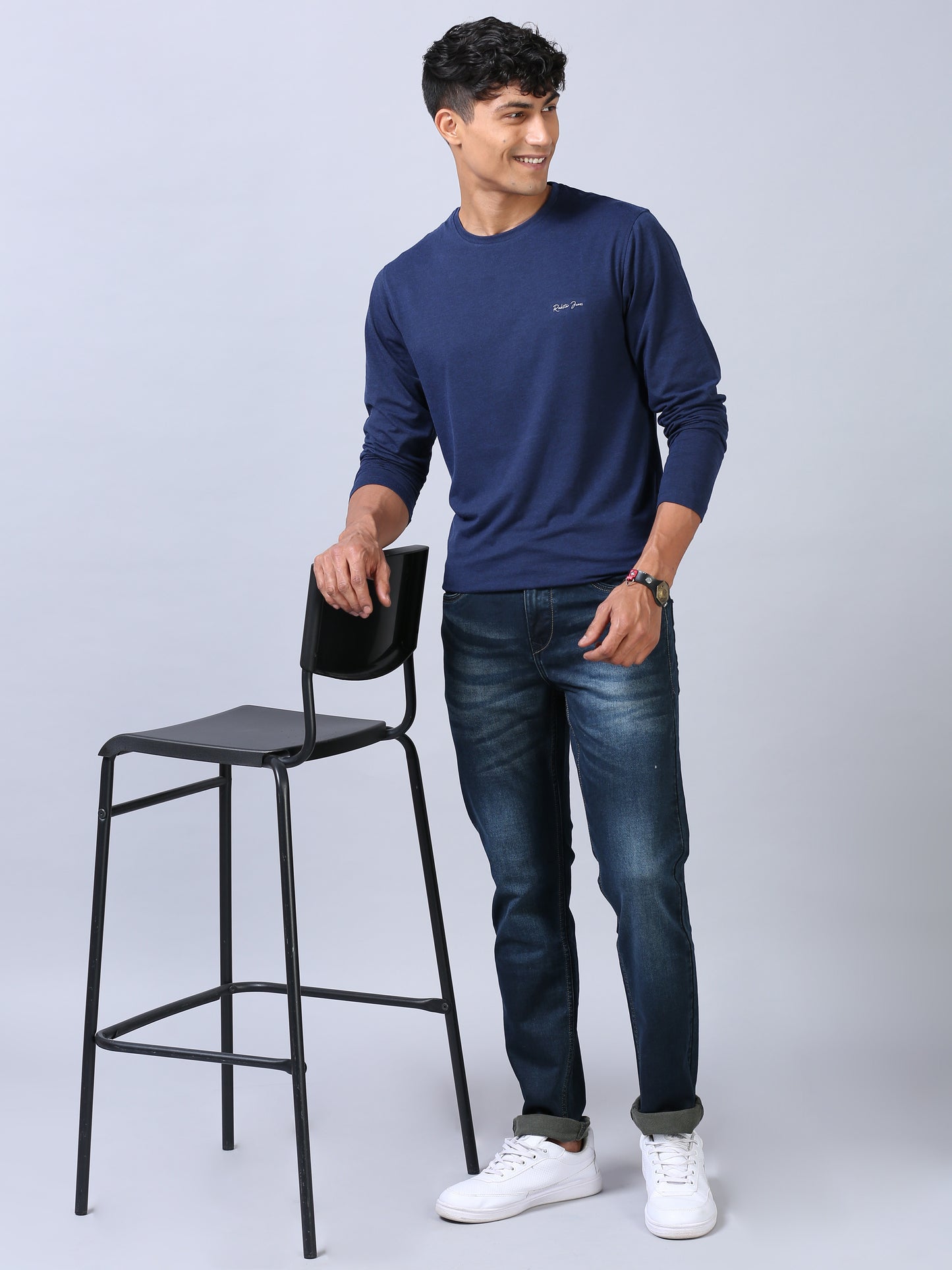 Mid Blue Slim Fit Jeans For Men