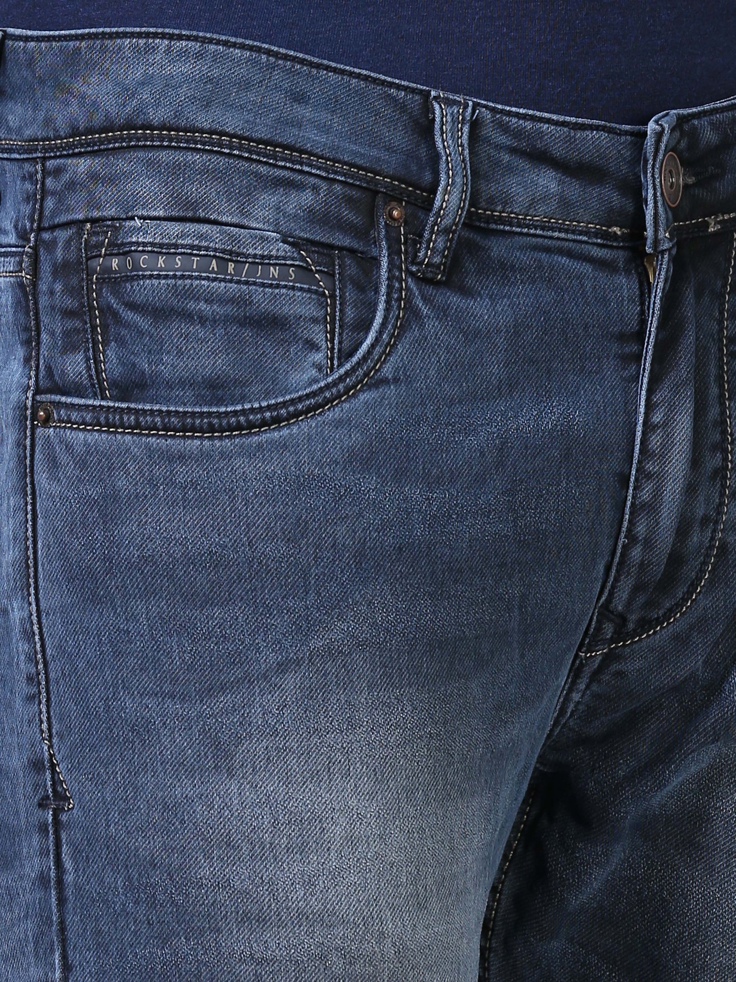 Faded Light Blue Ankle Fit Jeans for Men