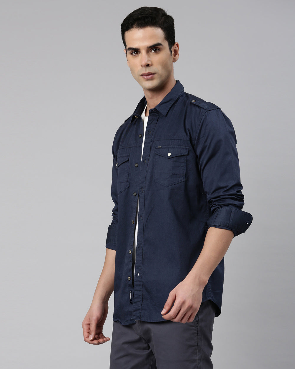 Blue Urban Utility Shirt For Men