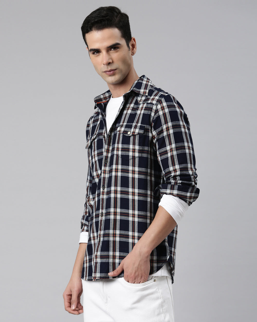 Swing Truly Indigo Checkered Shirt for Men 