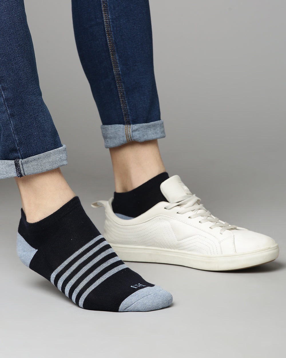Striped Ankle Socks - Black/Navy