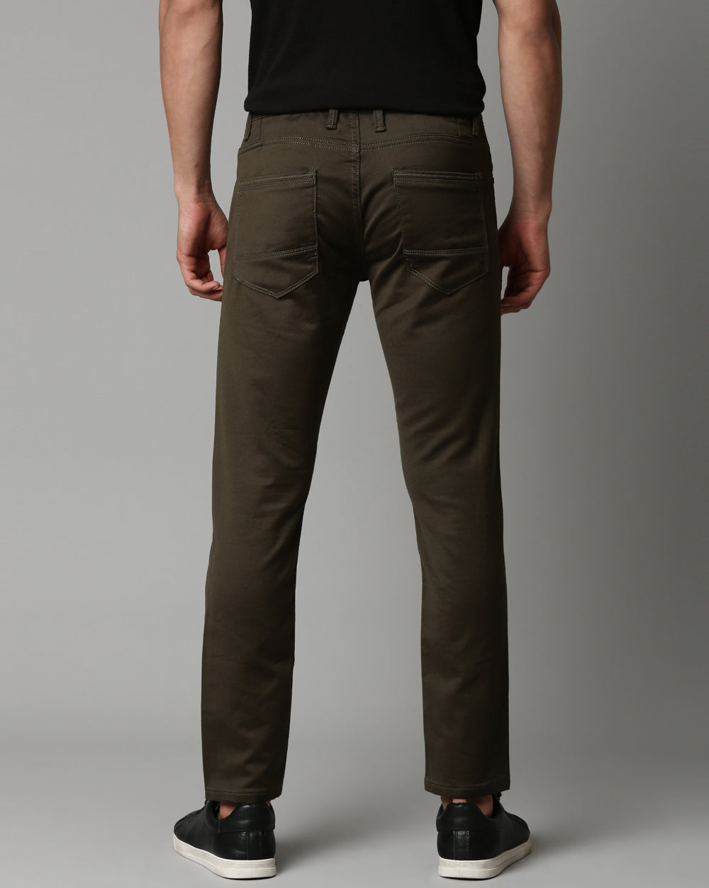 Dark Olive Colored Denim Ankle Fit Jeans For Men