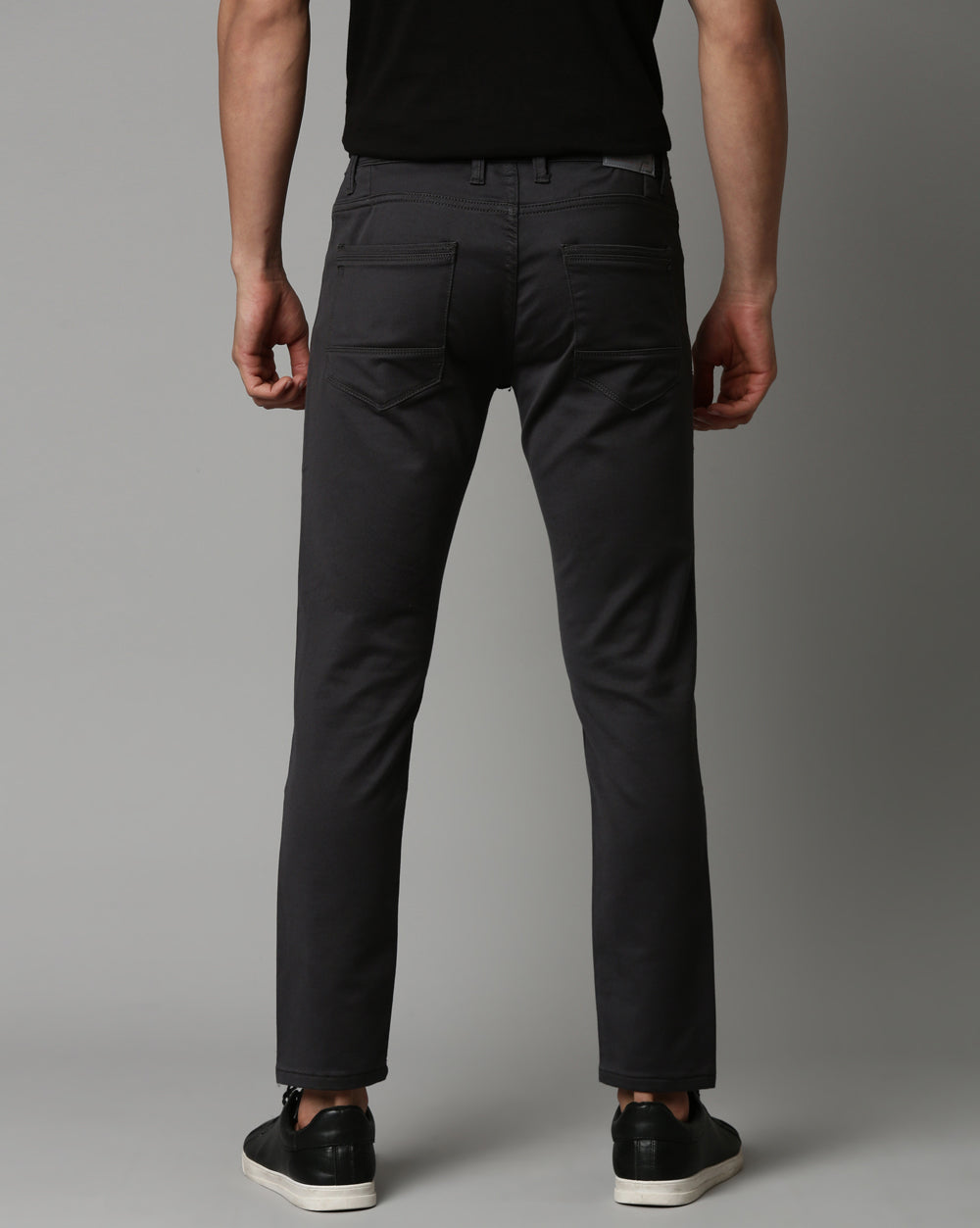 Charcoal Grey Colored Denim Ankle Fit Jeans For Men