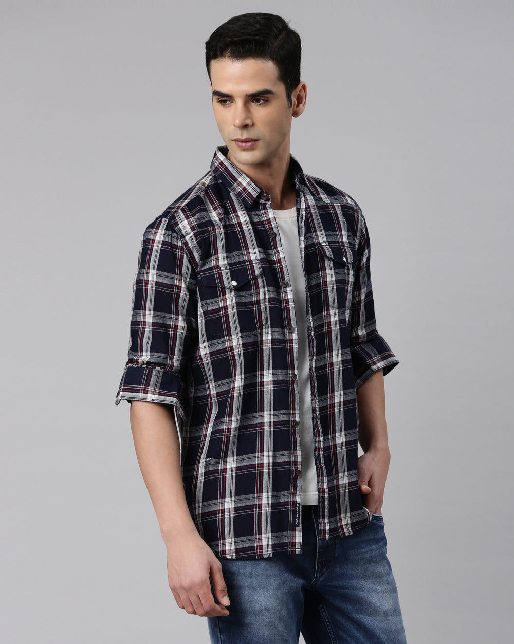 Swing Indigo Dreams Checkered Shirt for Men