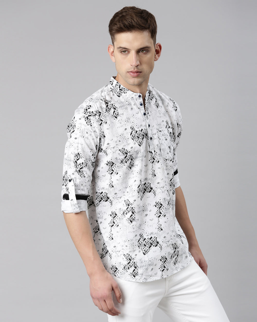 Abstract Print Short Kurta For Men