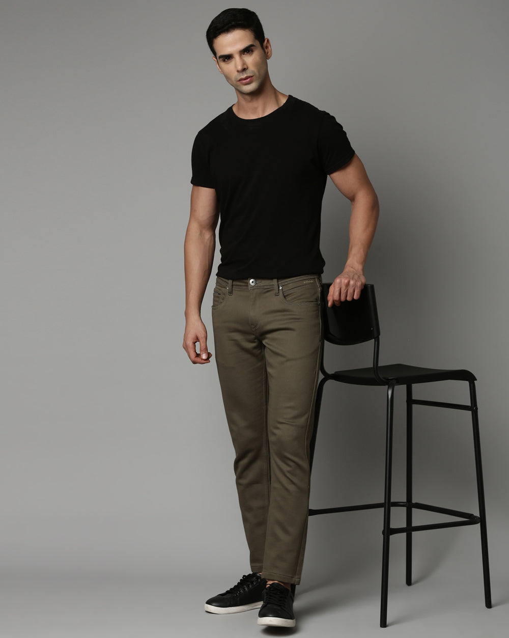 Olive Colored Denim Ankle Fit Jeans For Men