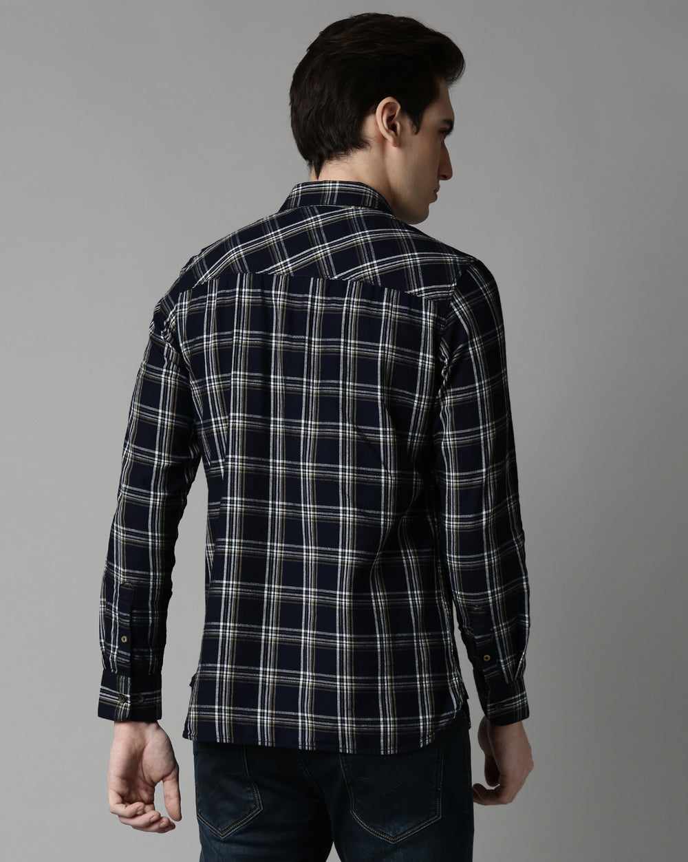Swing Indigo Checkered Shirt for Men