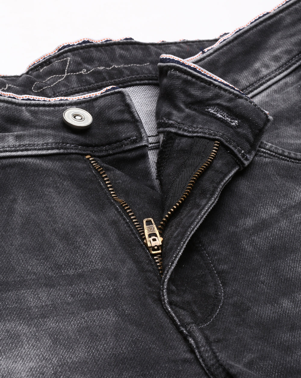 Distressed Dark Grey Denim Ankle Fit Jeans For Men