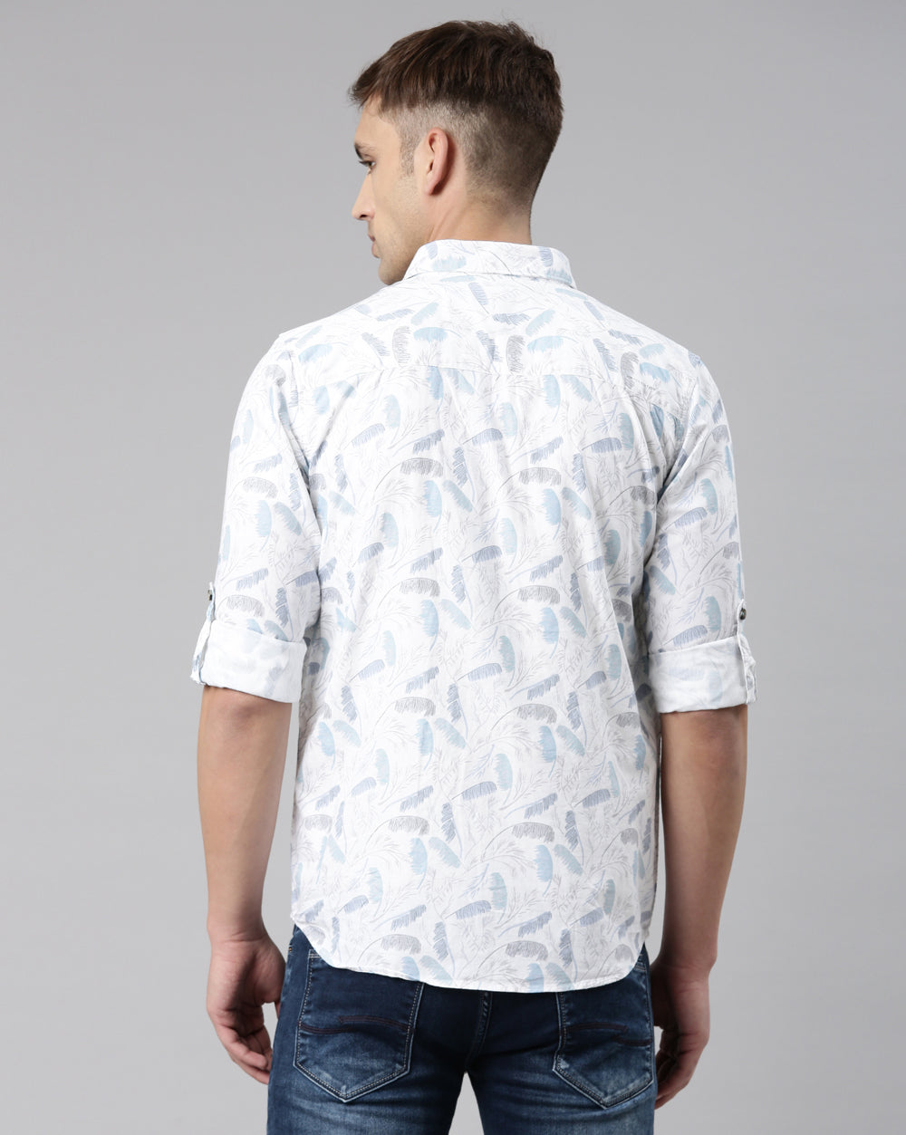 White And Blue Printed Shirt for Men